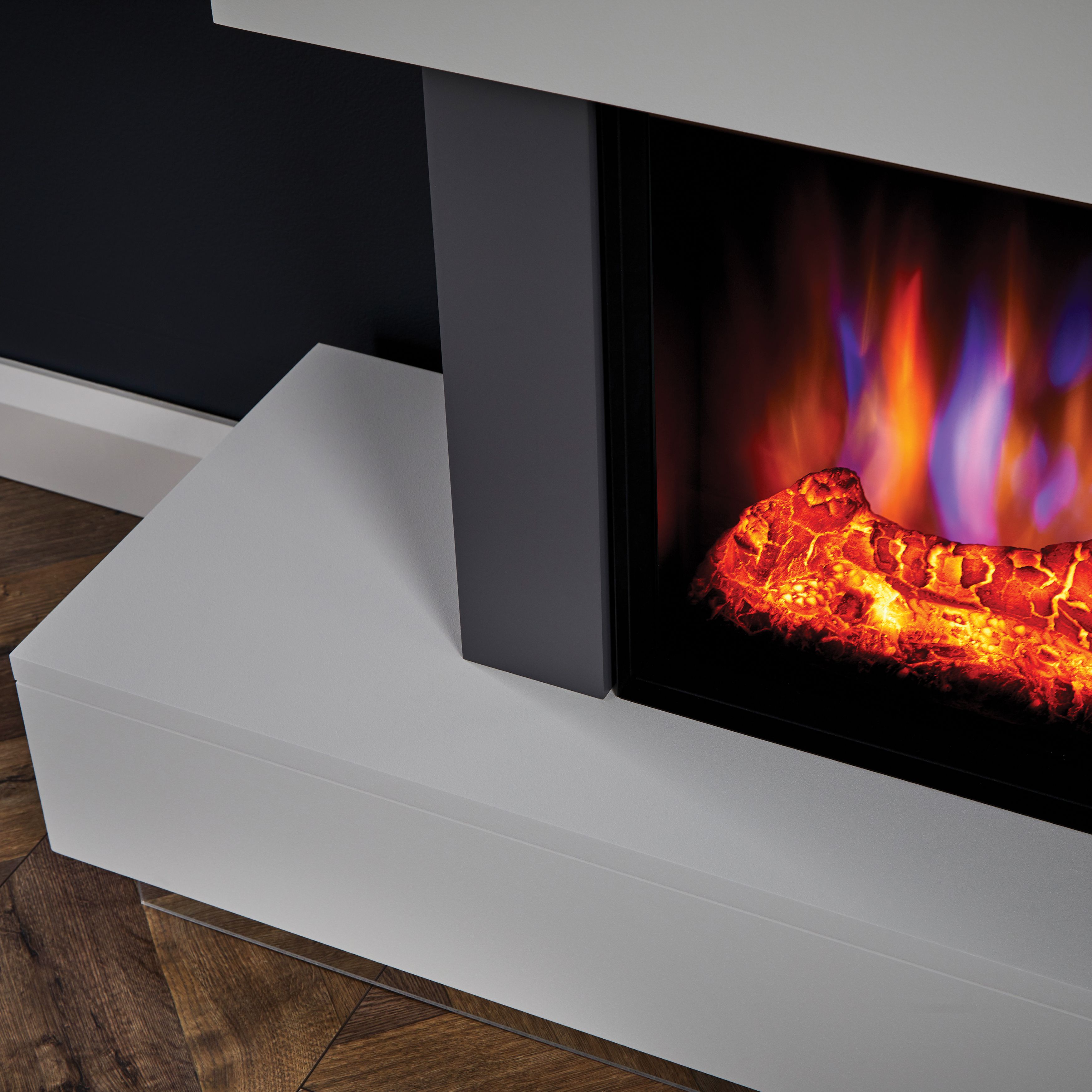 Suncrest Madison Grey & white Stone effect Electric fire suite