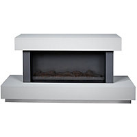 Suncrest Madison Grey & white Stone effect Electric fire suite