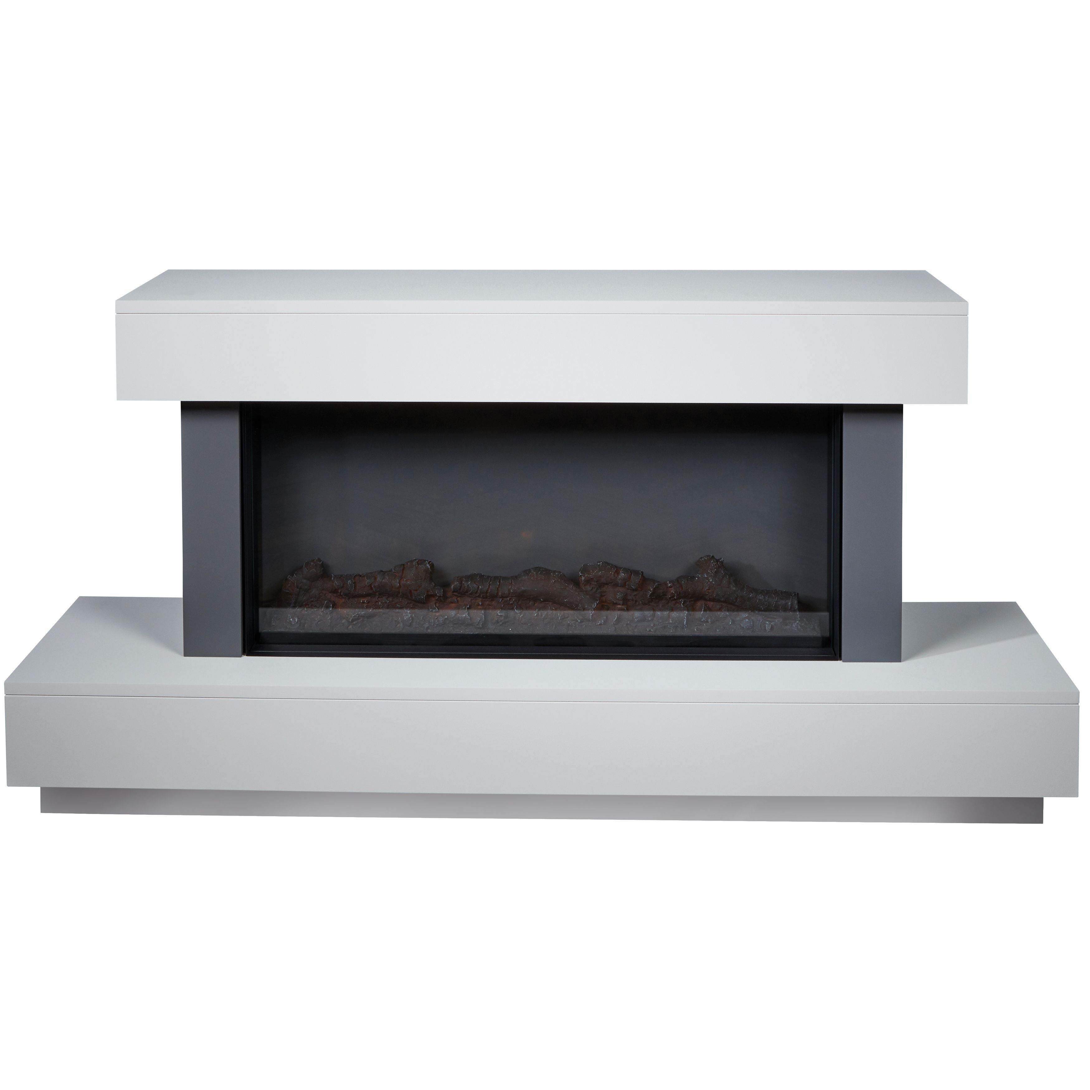 Suncrest Madison Grey & white Stone effect Electric fire suite