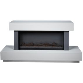 Suncrest Madison Grey & white Stone effect Electric fire suite