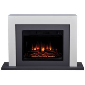Suncrest Marlow Grey Stone effect Electric fire suite