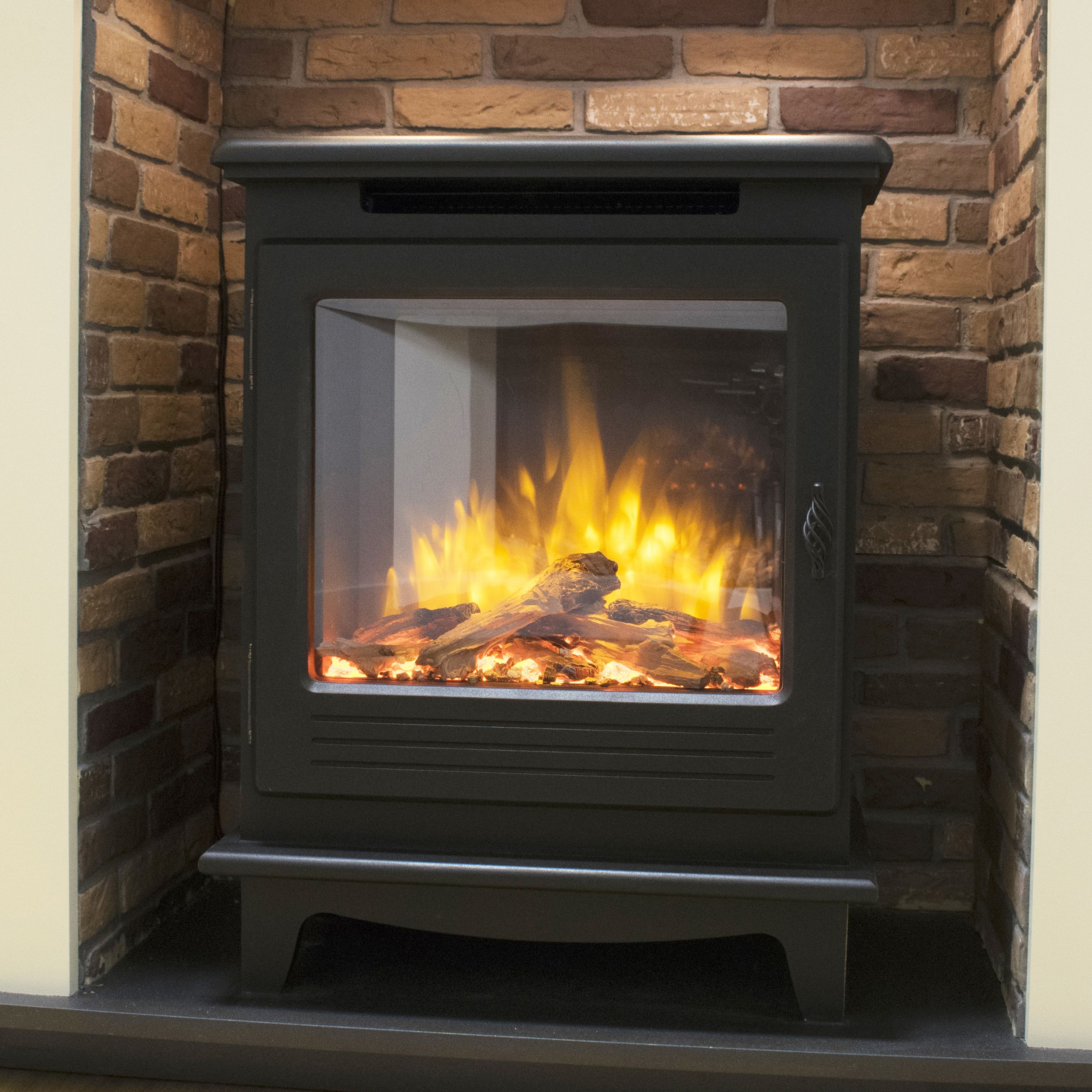 Suncrest Morpeth 2000W Matt Black Cast iron effect Electric Stove (H)648mm (W)500mm
