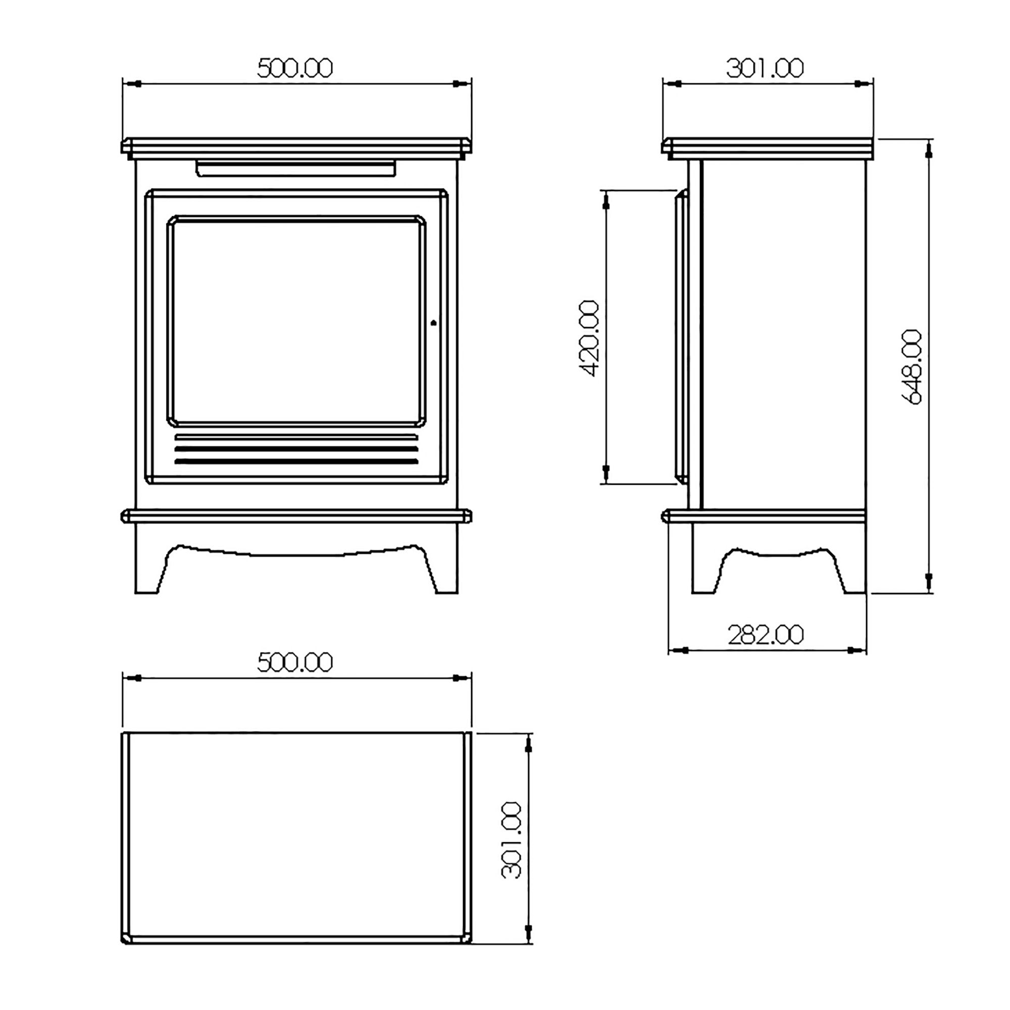 Suncrest Morpeth 2000W Matt Black Cast iron effect Electric Stove (H)648mm (W)500mm