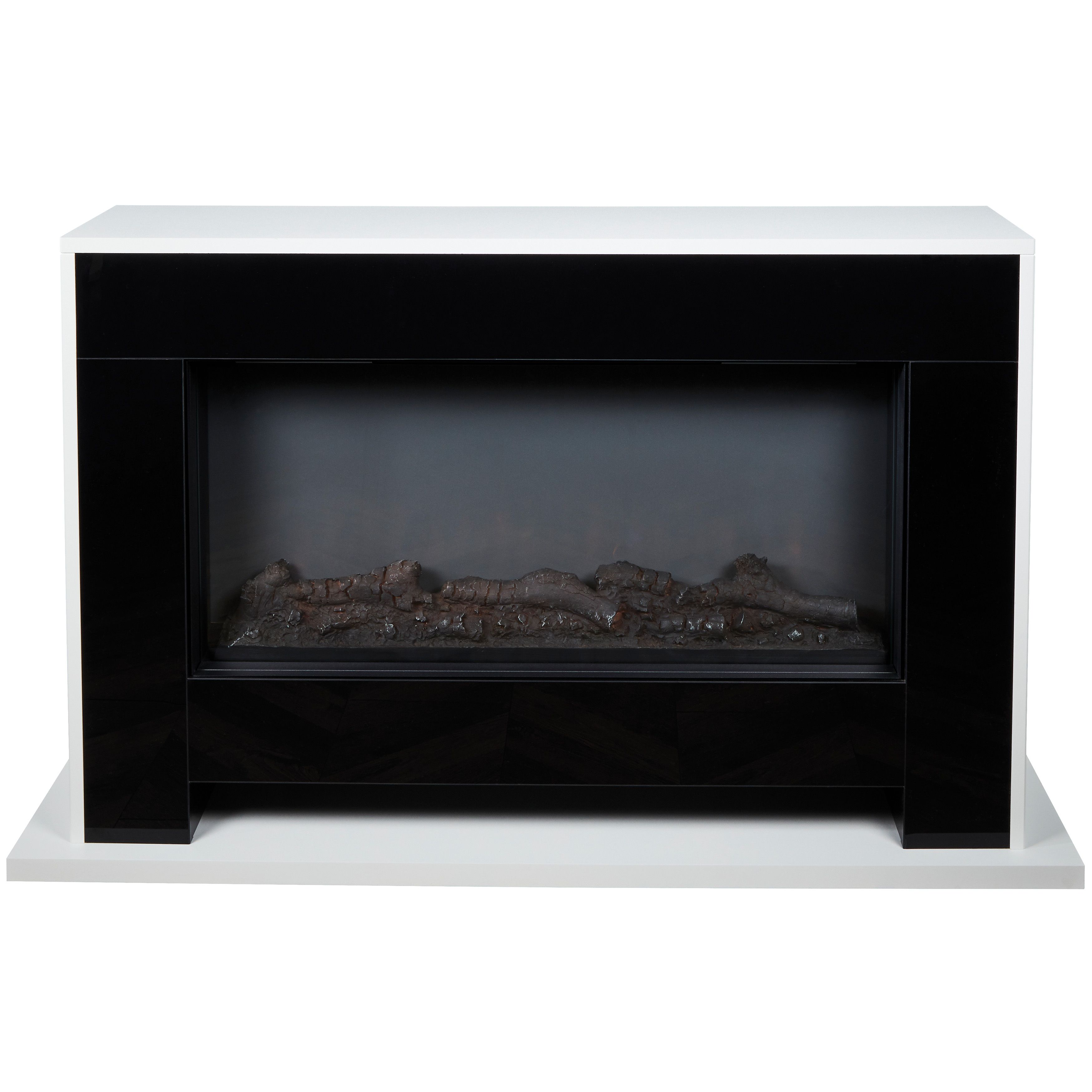 Suncrest Nebraska Black & white Stone effect Electric fire suite