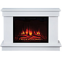 Suncrest Tenby White Textured stone effect Electric fire suite