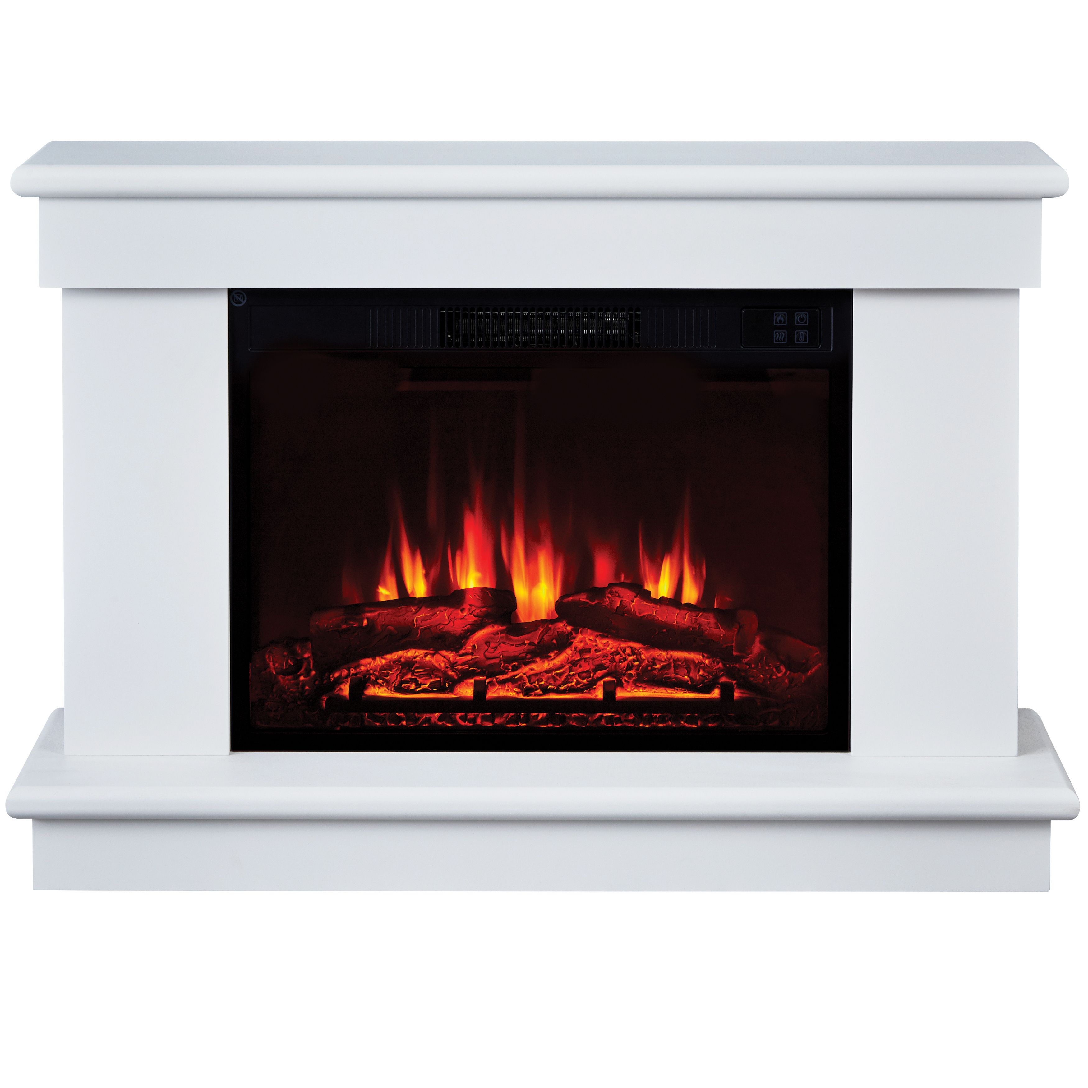 Suncrest Tenby White Textured stone effect Electric fire suite Tradepoint
