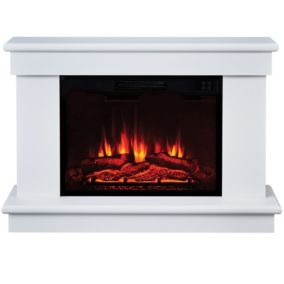 Suncrest Tenby White Textured stone effect Electric fire suite