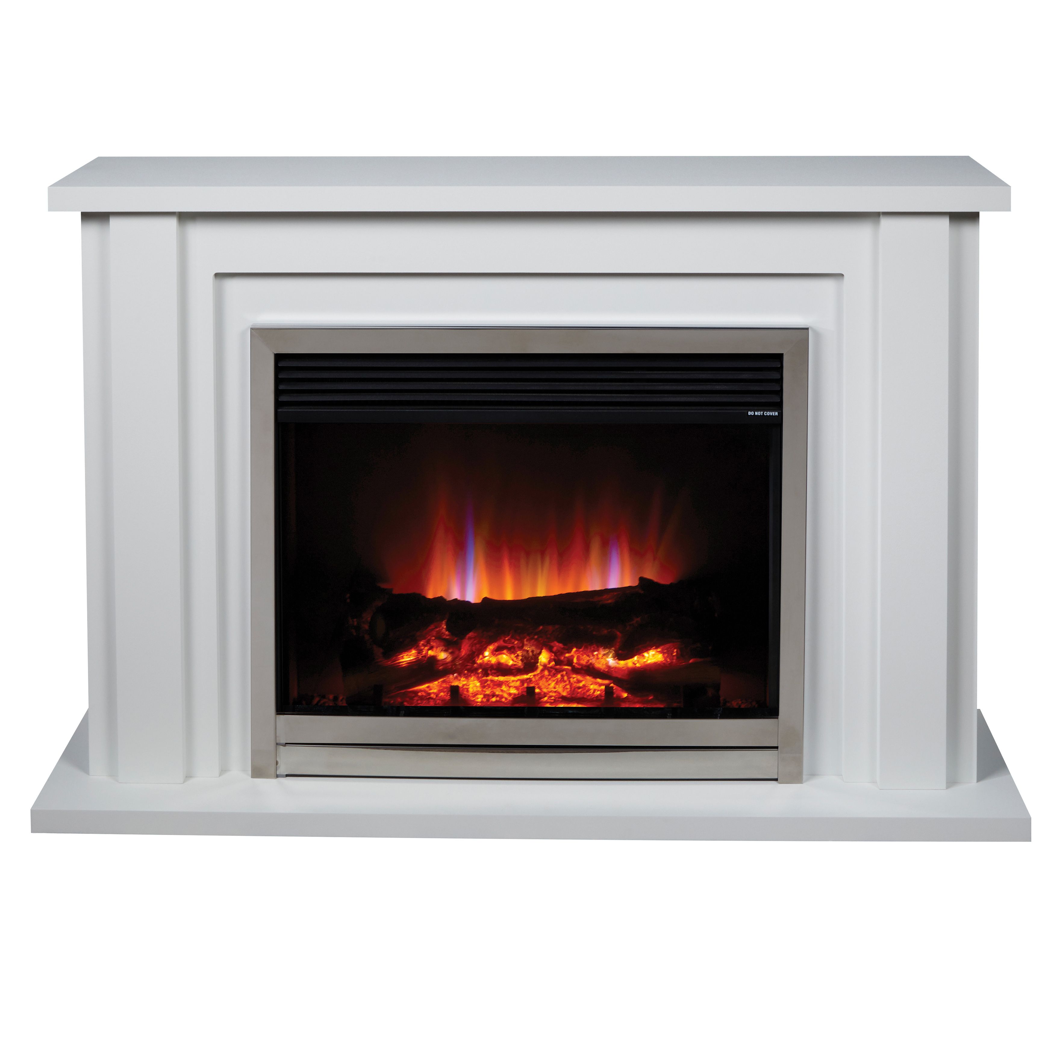 Suncrest Vermont White Stone effect Electric fire suite