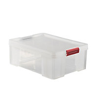 Sundis Clip & store Heavy duty Clear Rectangular 27L Plastic Stackable Storage box & Integrated