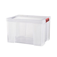 Sundis Clip & store Heavy duty Transparent Rectangular 75L Polypropylene (PP) Stackable Storage box & Integrated lid