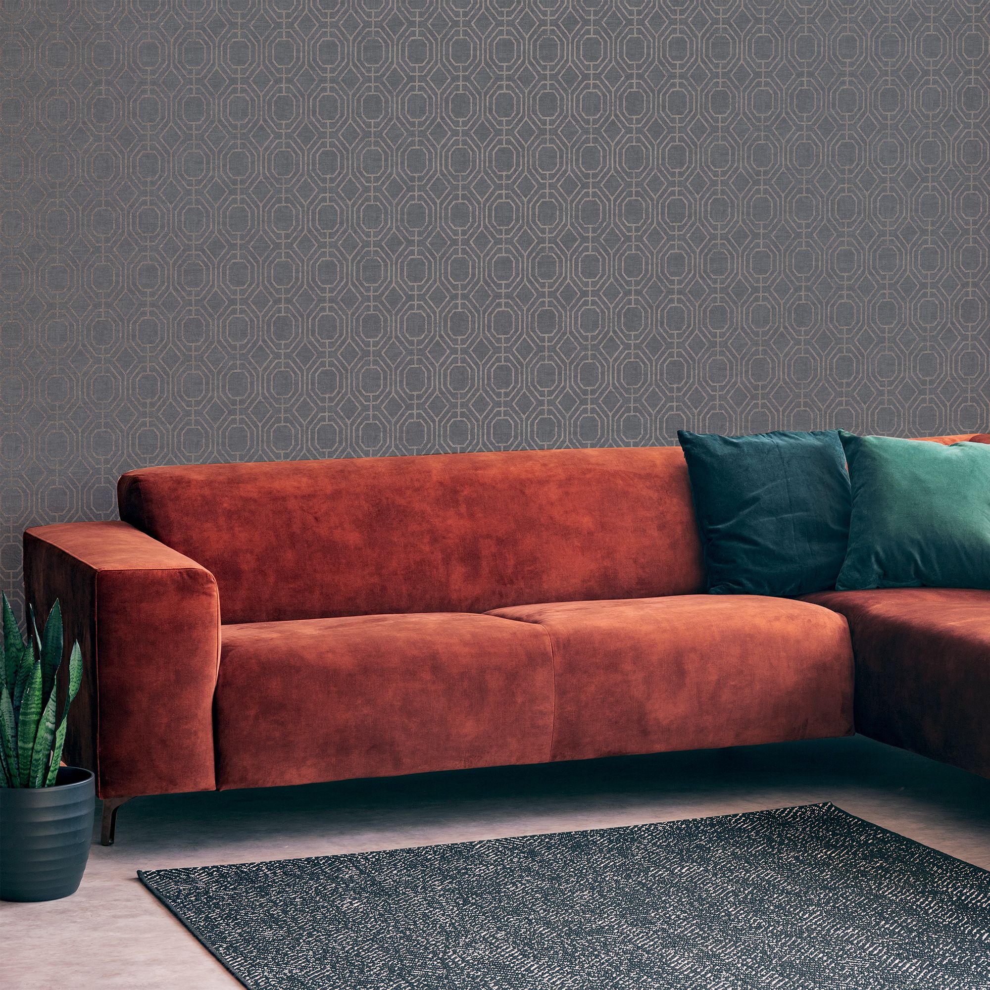Superfresco Charcoal Geometric Smooth Wallpaper