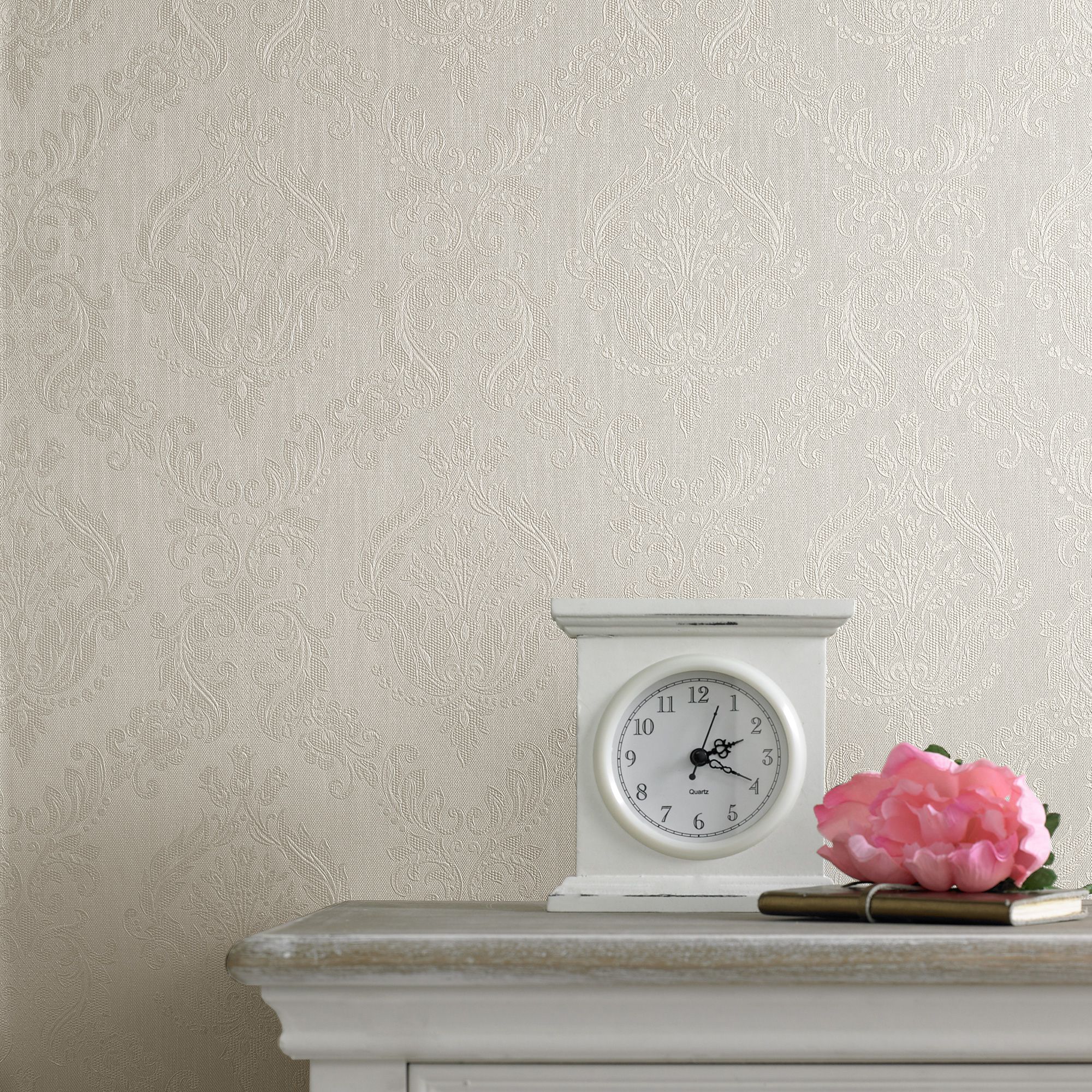 Superfresco Colours Cream Damask Textured Wallpaper Sample