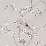 Superfresco Easy Alexa crane Taupe Cherry blossom Smooth Wallpaper