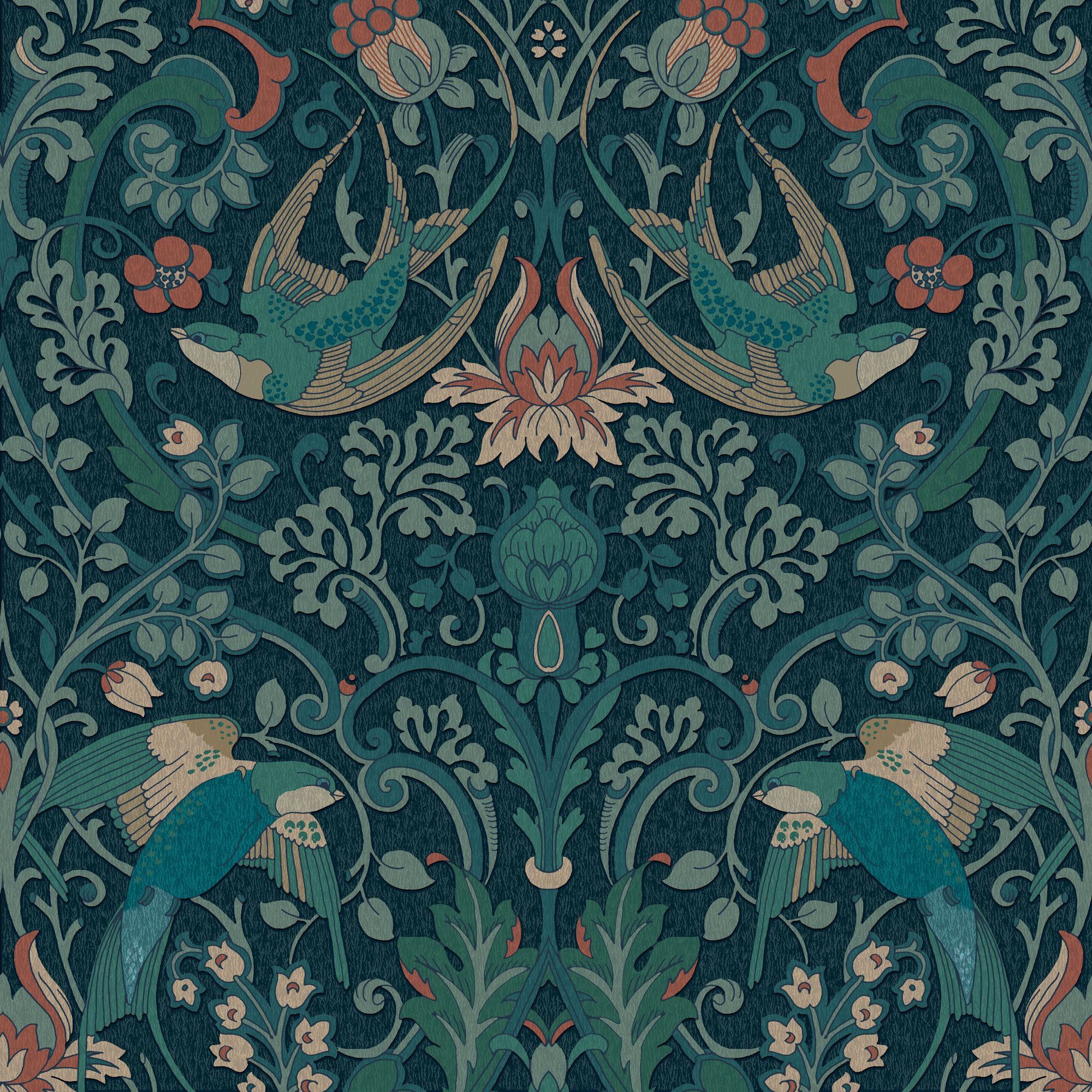 Superfresco Easy Archival Damask Blue Smooth Wallpaper