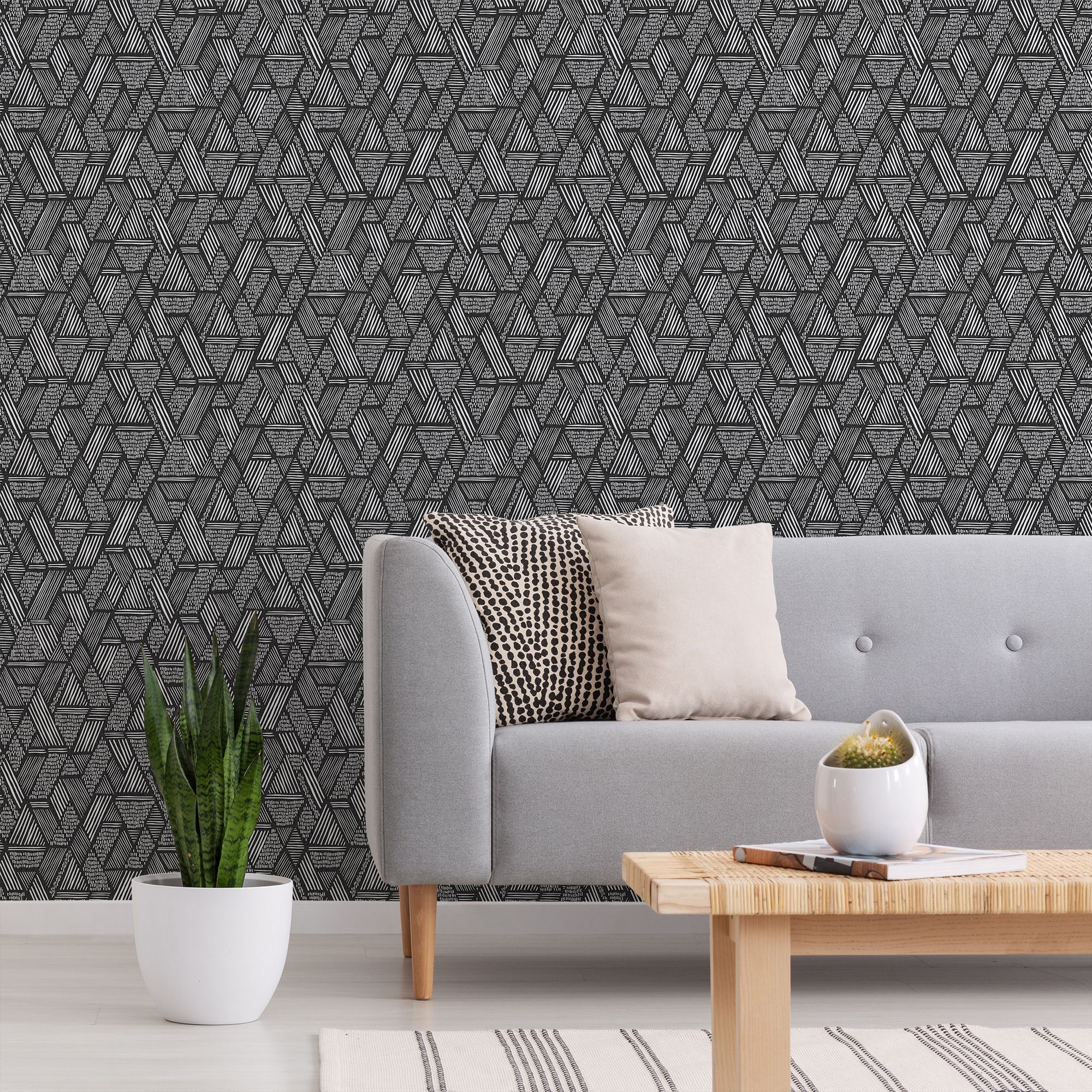 Superfresco Easy Black & white Ethnic stitch Smooth Wallpaper