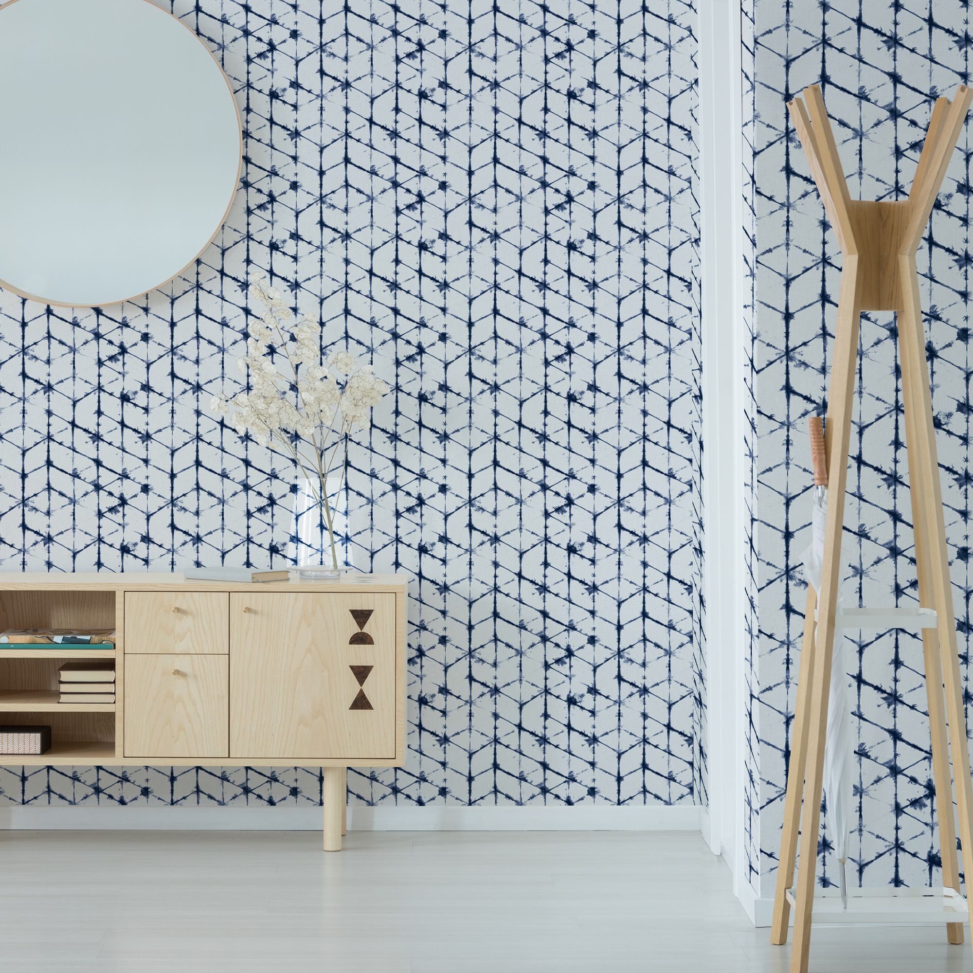 Superfresco Easy Blue & white Fabric effect Geometric Smooth Wallpaper Sample