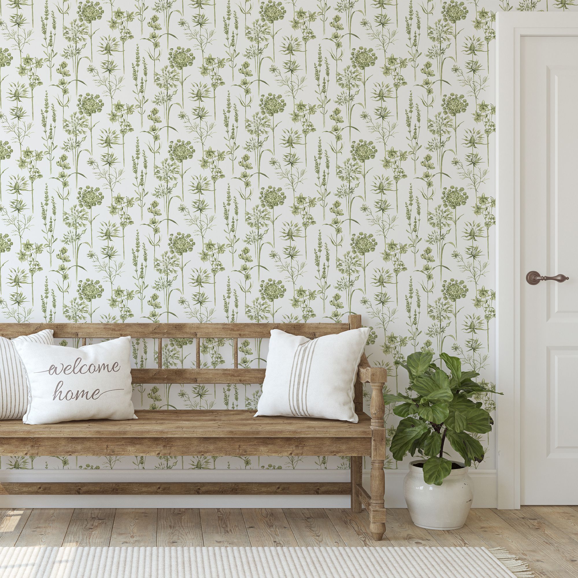 Superfresco Easy Green Floral Smooth Wallpaper Sample