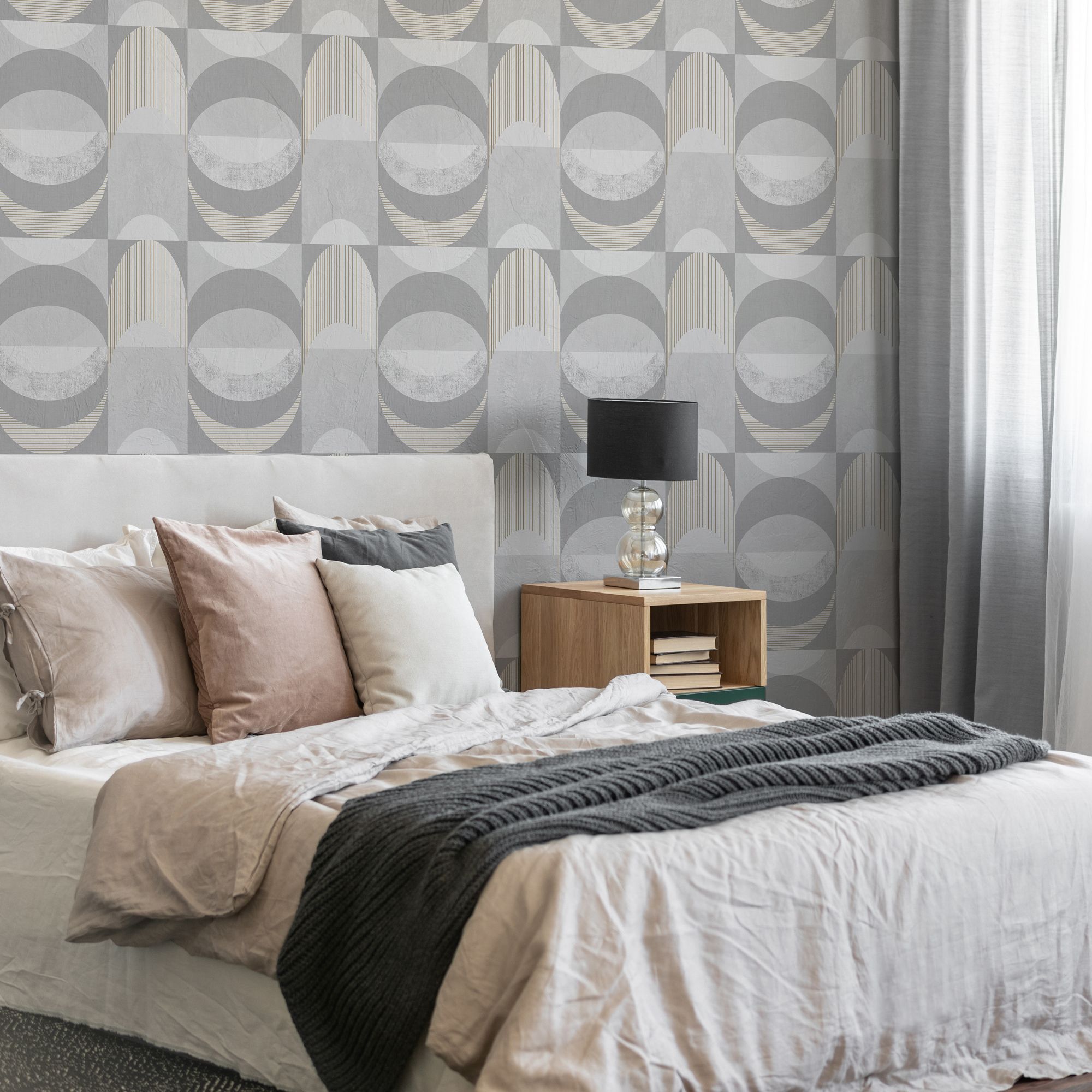 Superfresco Easy Grey Geometric Smooth Wallpaper