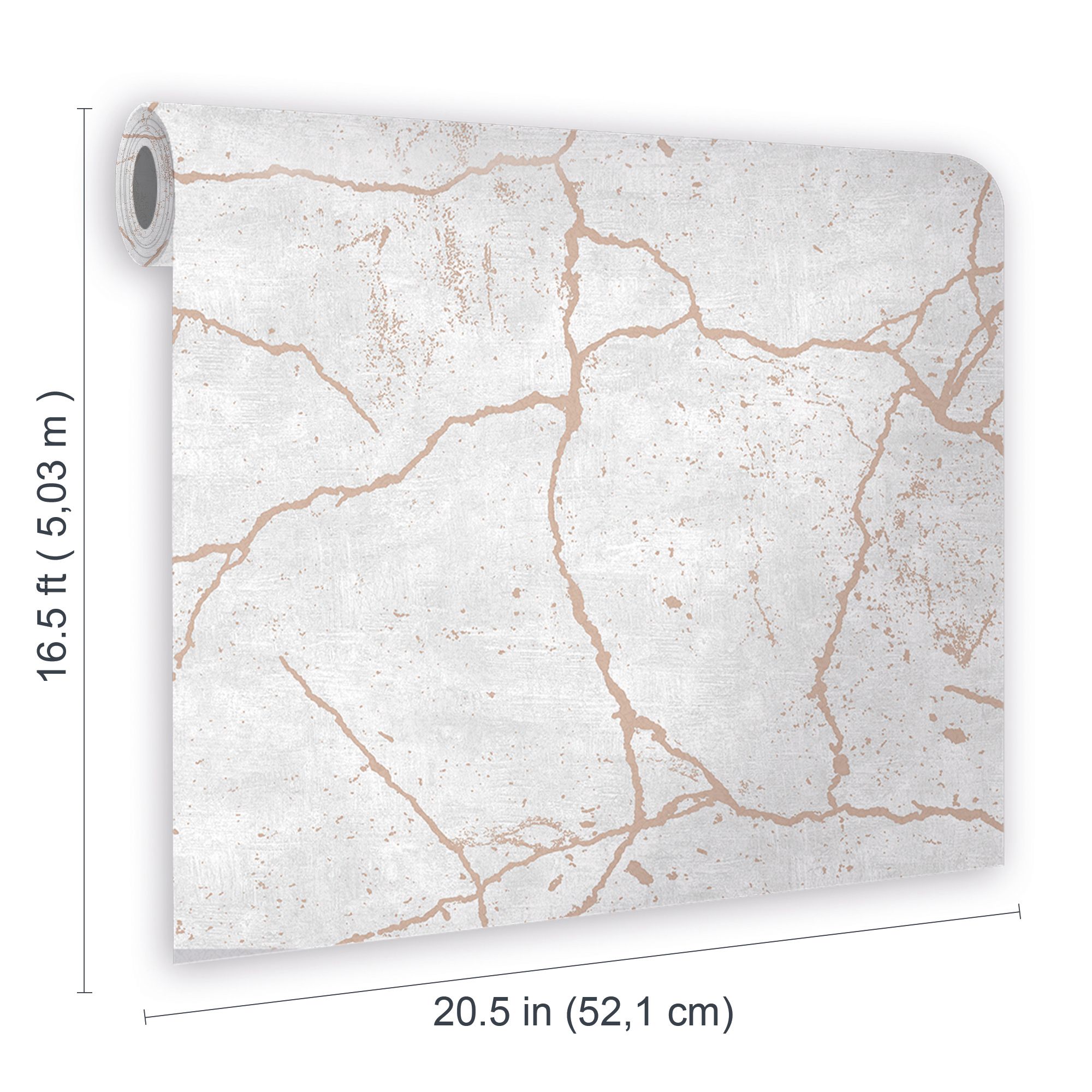 Superfresco Easy Kintsugi White Rose gold effect Tile Smooth Wallpaper