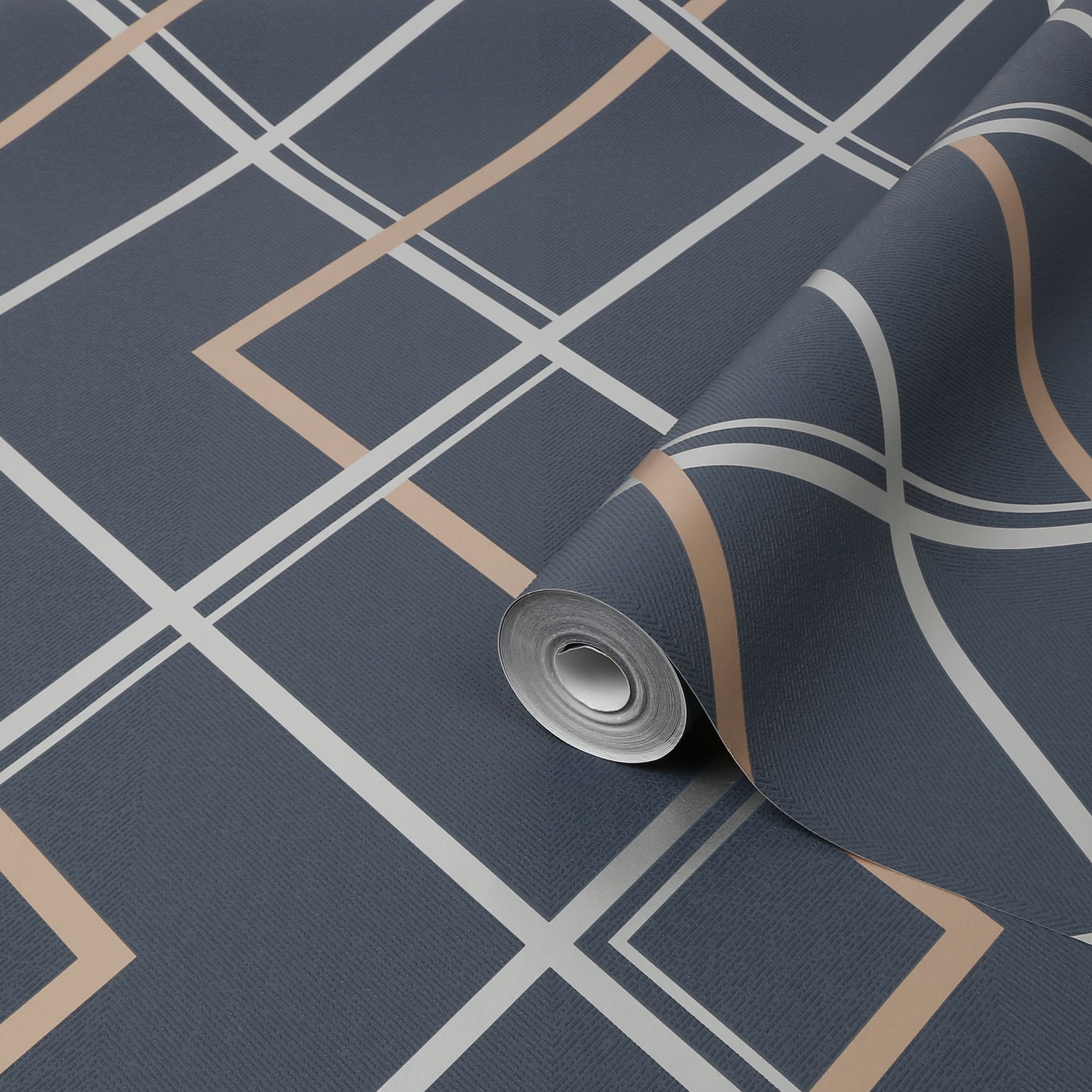 Superfresco Easy Navy Geometric Textured Wallpaper Sample Tradepoint