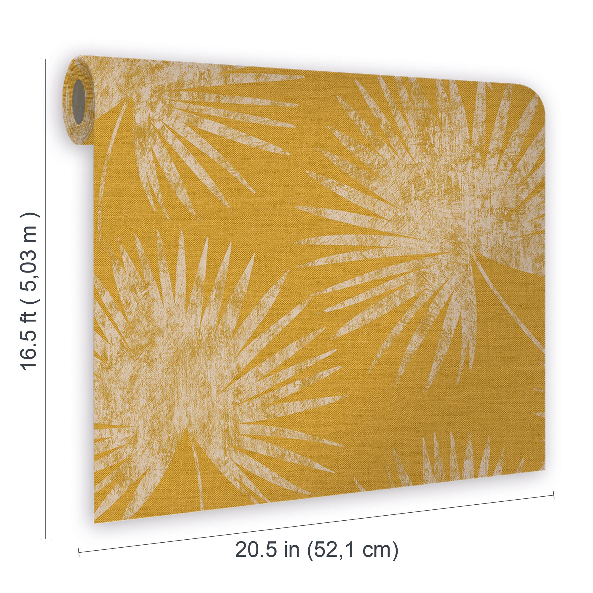 Superfresco Easy Ochre Gold effect Palm leaves Textured Wallpaper
