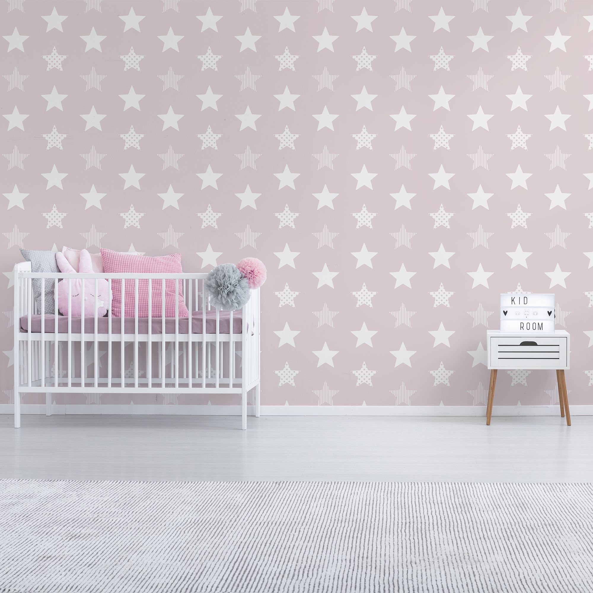 Superfresco Easy Pink Stars Smooth Wallpaper Sample