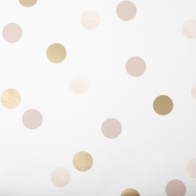 Superfresco Easy Pink & white Gold effect Dotty Smooth Wallpaper