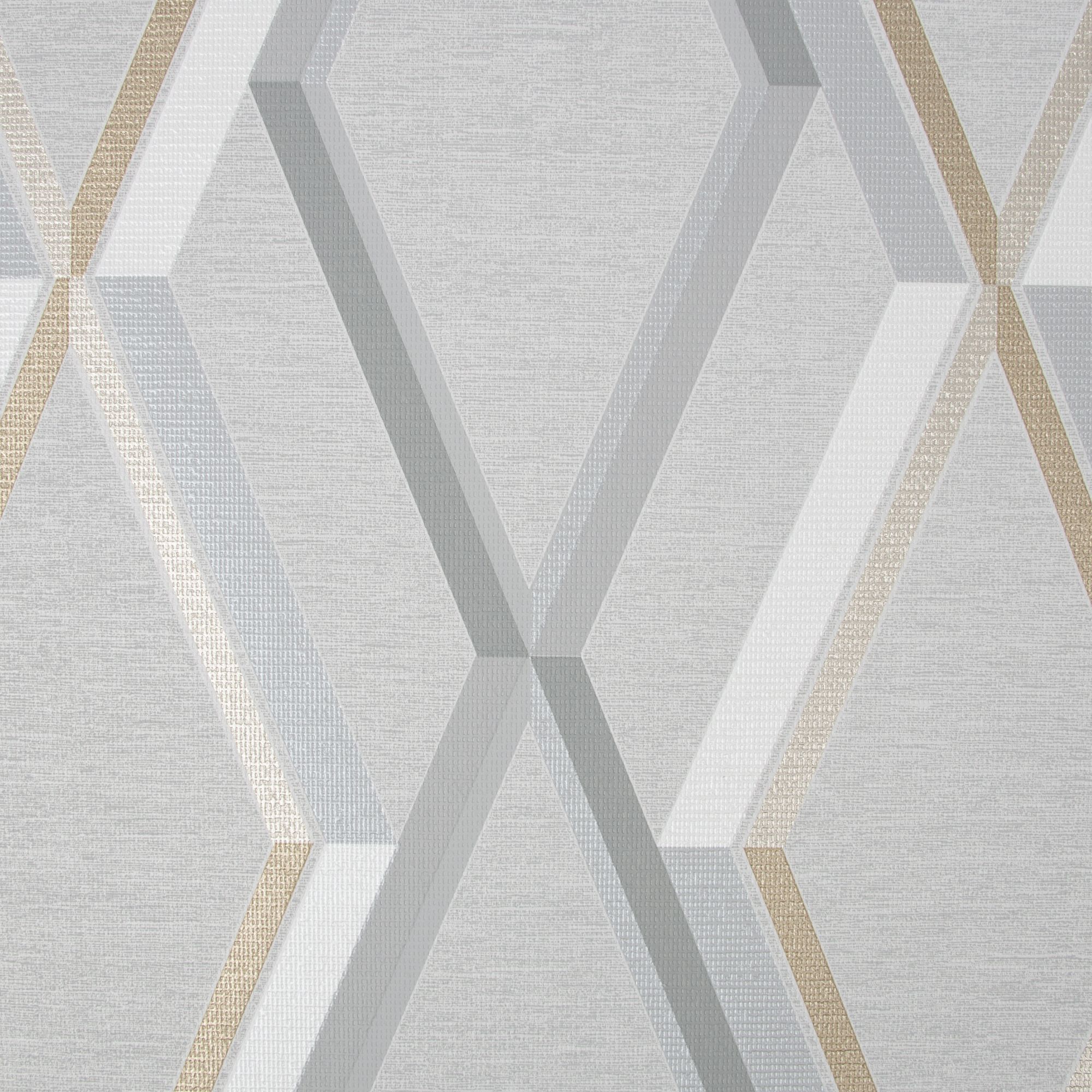Superfresco Easy Prestige Grey Gold effect Geometric Smooth Wallpaper