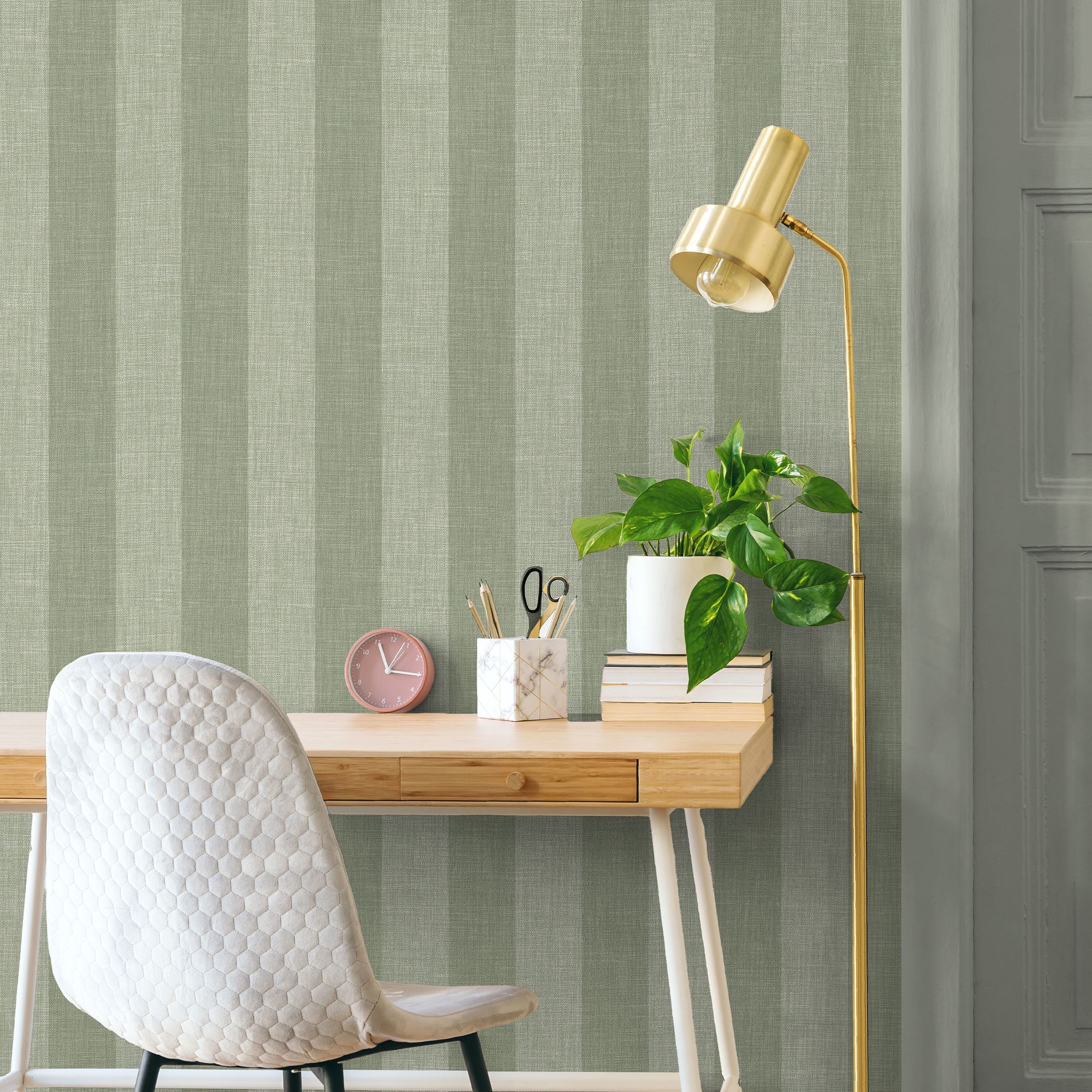 Superfresco Easy Sage Stripe Patterned Smooth Wallpaper