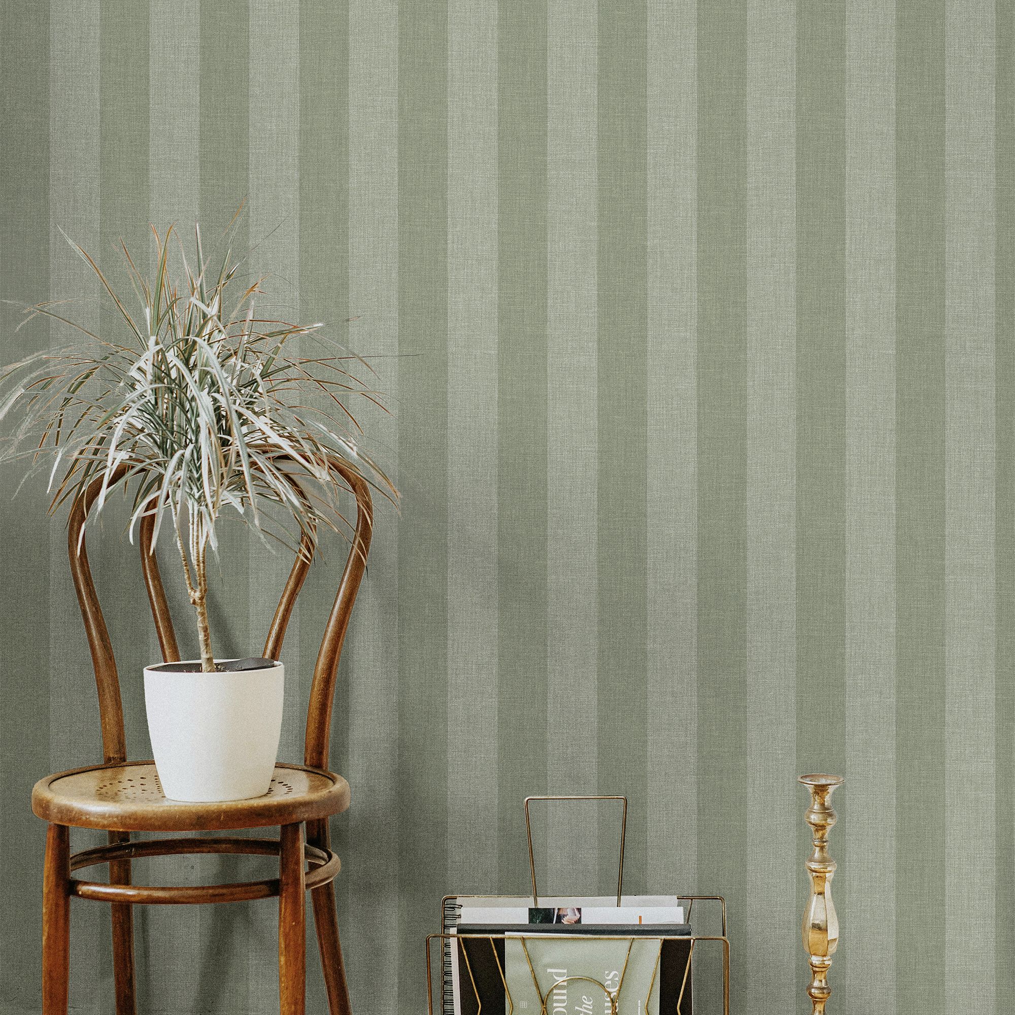 Superfresco Easy Sage Stripe Patterned Smooth Wallpaper