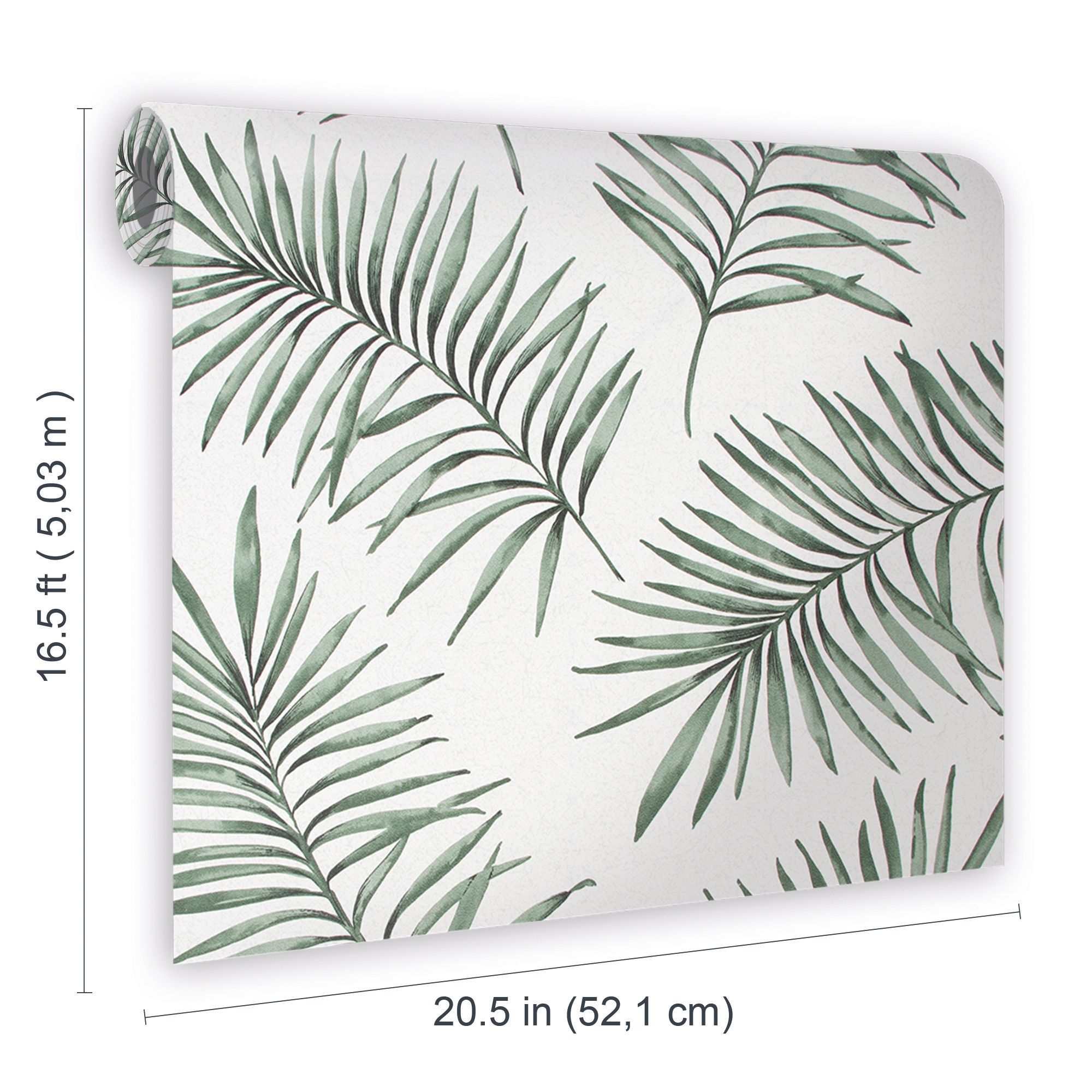 Superfresco Easy Scandi Green & white Leaves Smooth Wallpaper