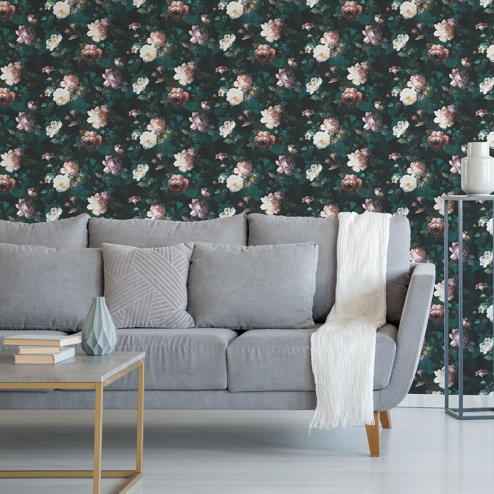 Superfresco Easy Vermeer Green Floral Smooth Wallpaper Sample