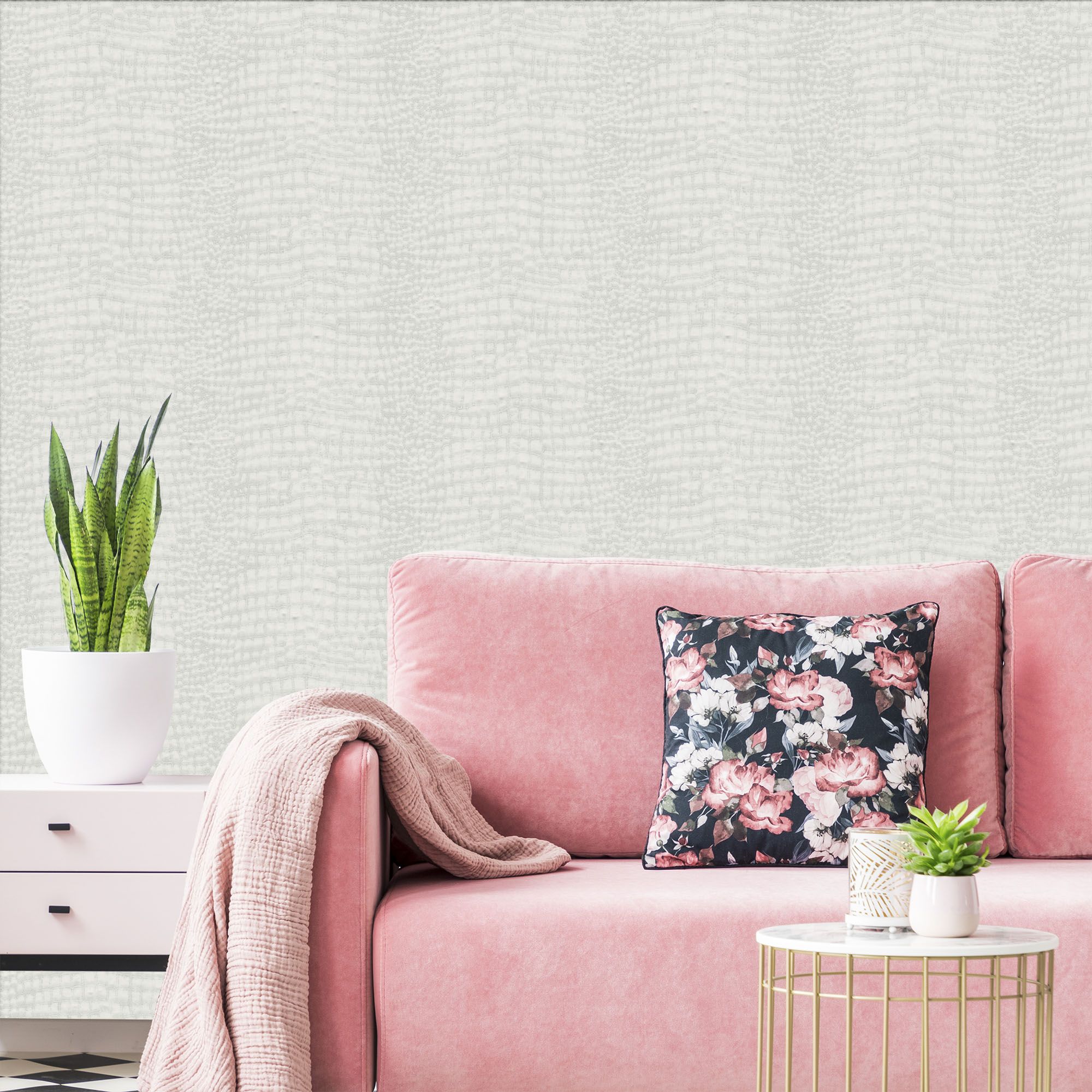 Superfresco Easy White Crocodile print Smooth Wallpaper