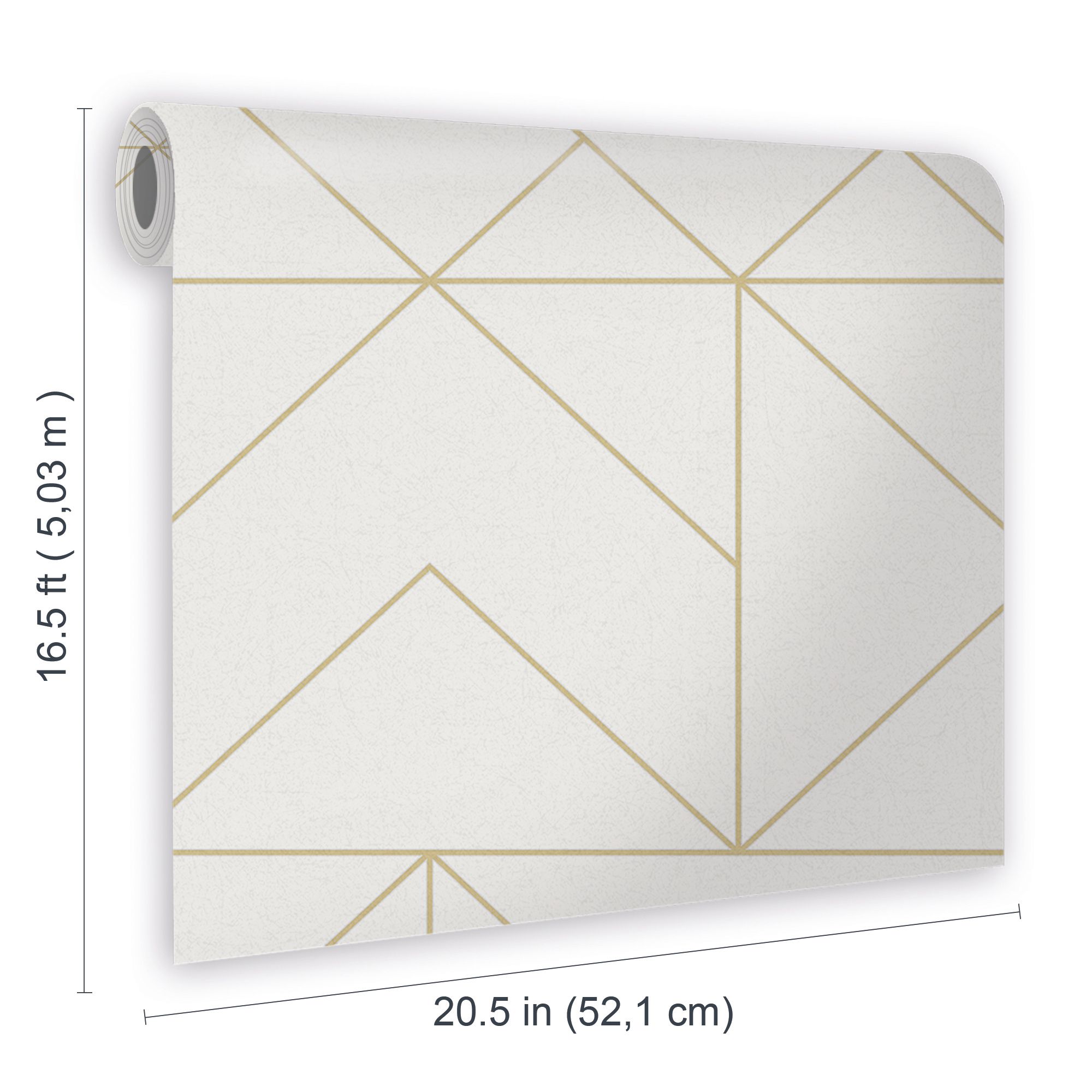 Superfresco Easy White Gold effect Geometric Smooth Wallpaper Sample