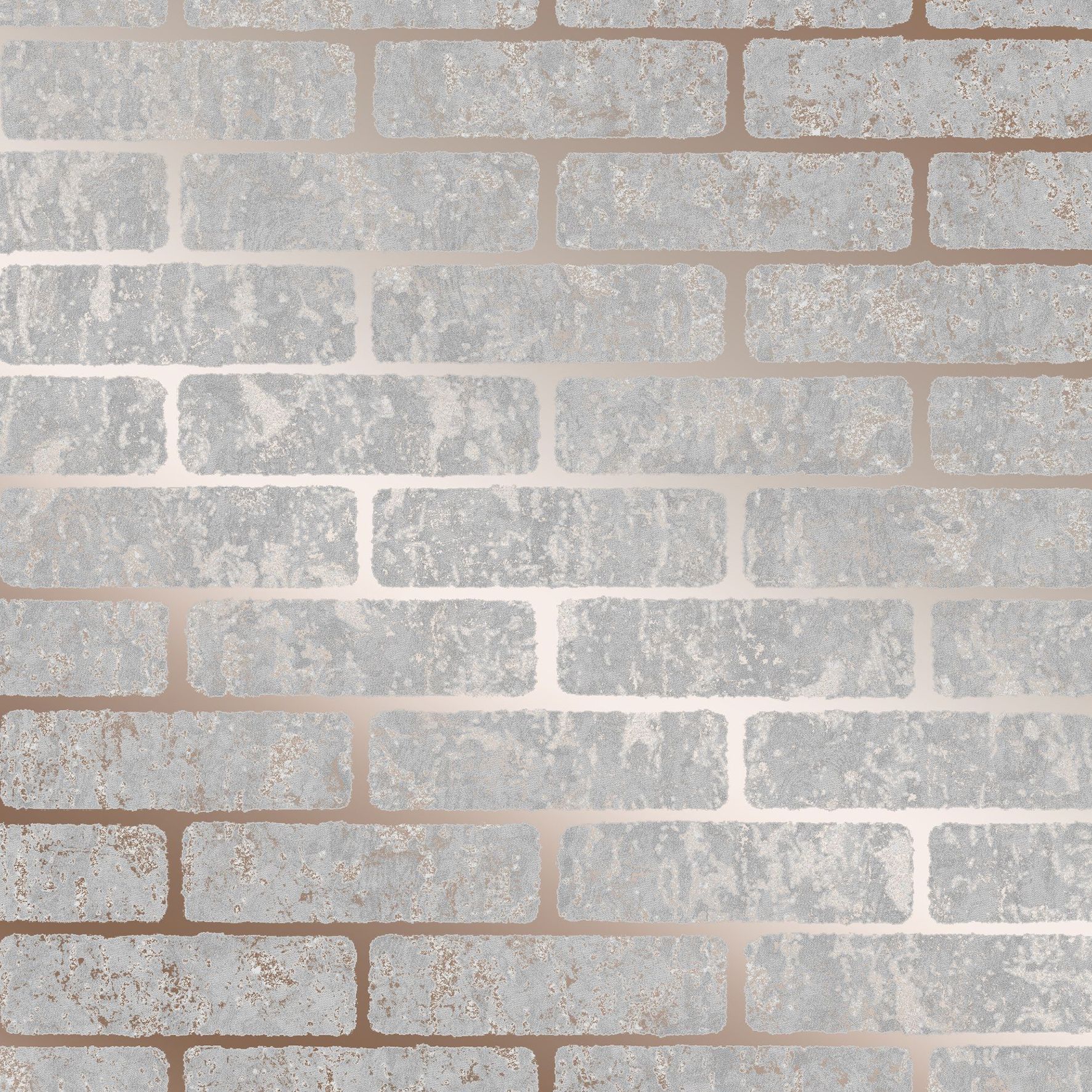 Superfresco Milan Grey Rose gold effect Brick Smooth Wallpaper