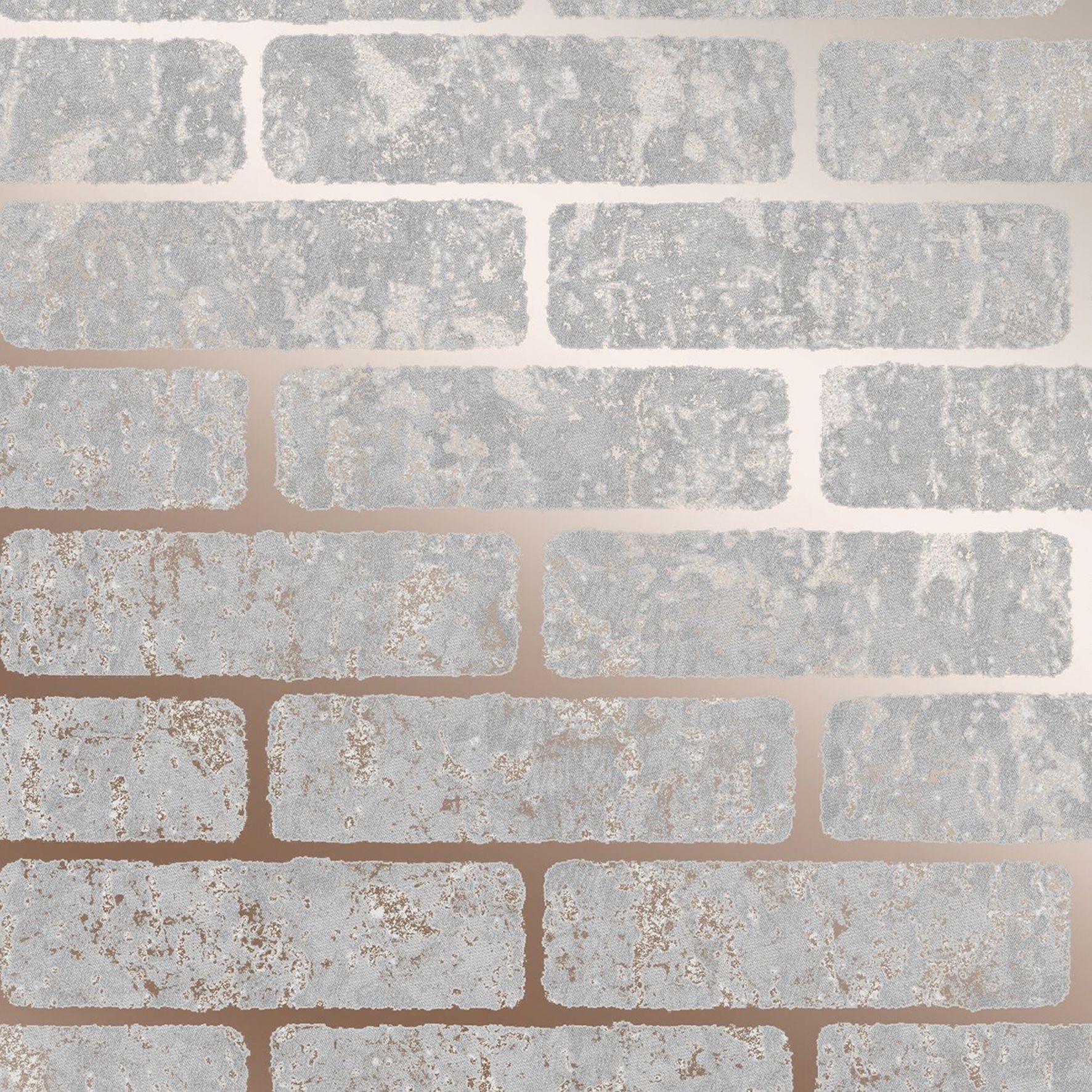 Superfresco Milan Grey Rose gold effect Brick Smooth Wallpaper