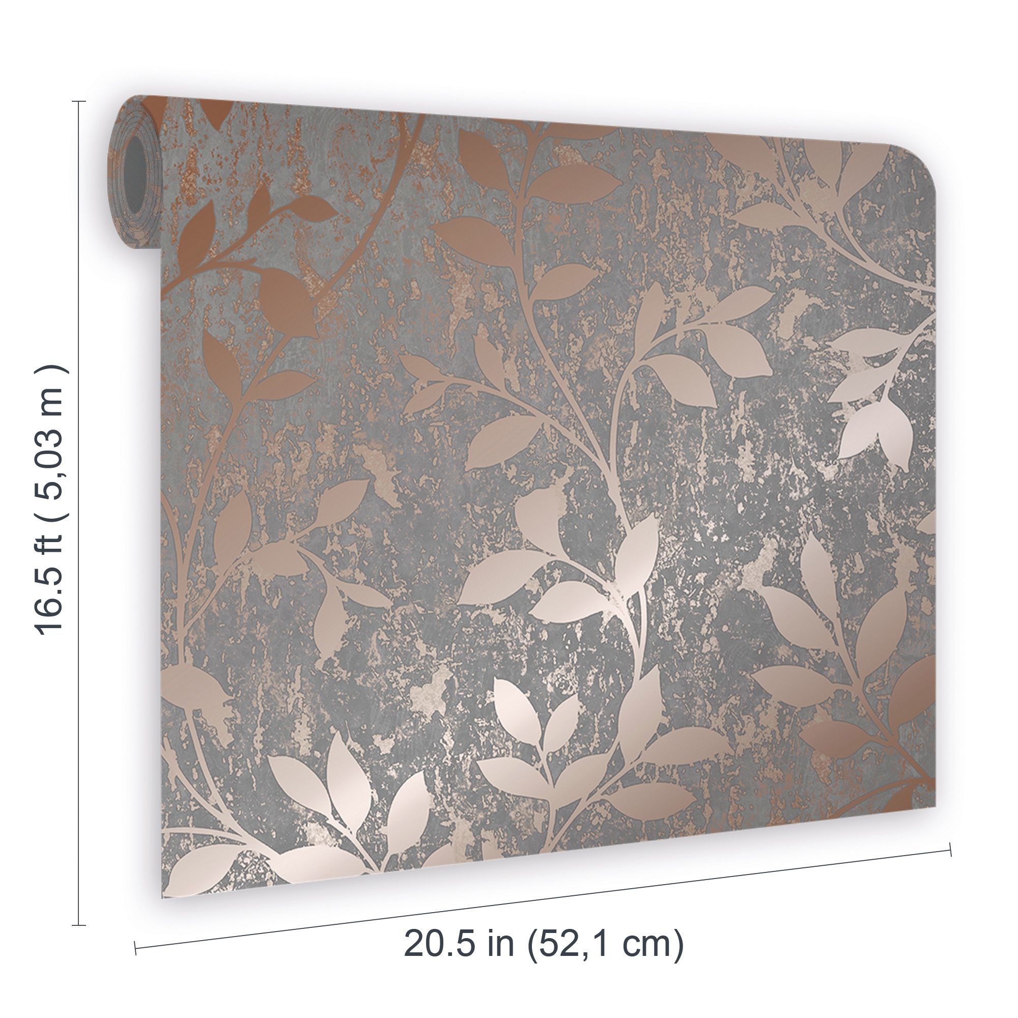 Superfresco Milan Grey Rose gold effect Trail Smooth Wallpaper