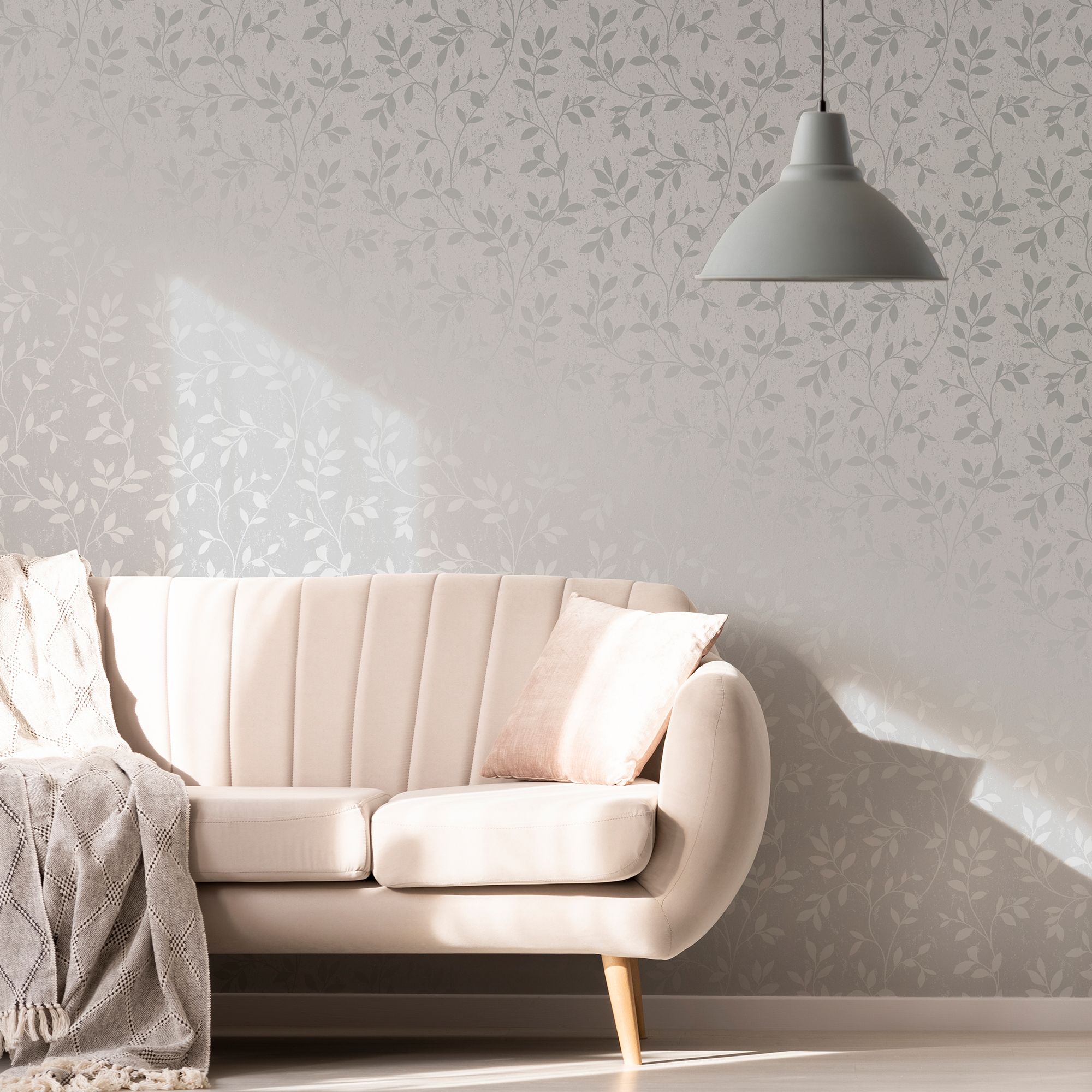 Superfresco Milan Grey Silver effect Trail Smooth Wallpaper