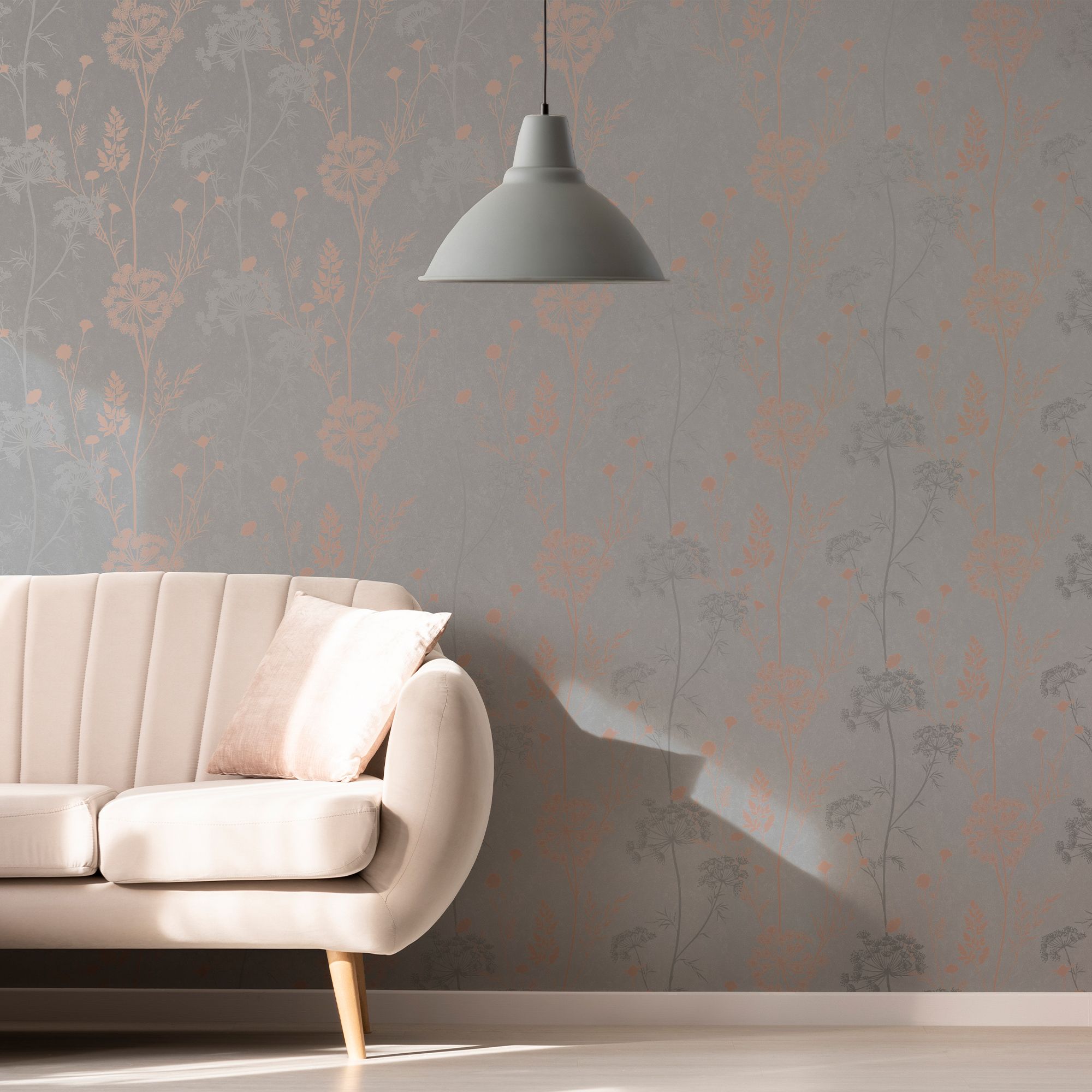 Superfresco Rose gold effect Floral Smooth Wallpaper