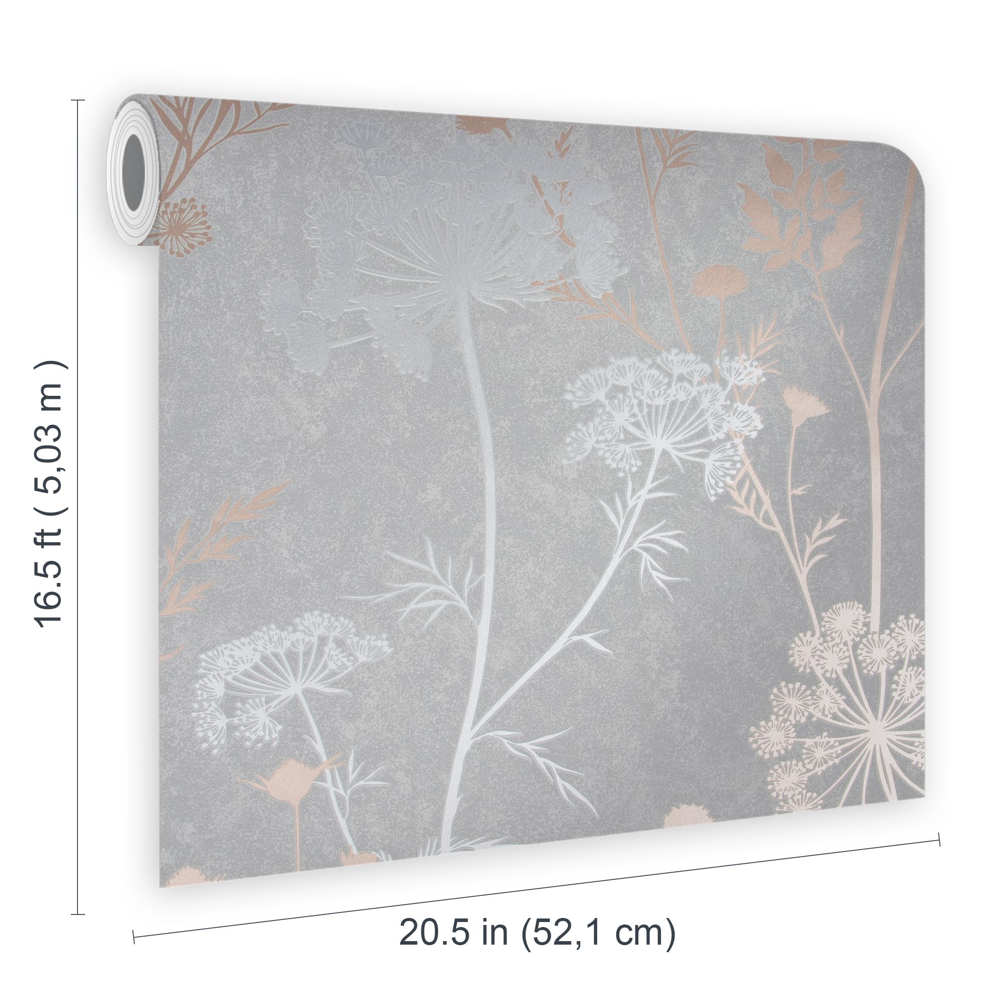 Superfresco Rose gold effect Floral Smooth Wallpaper