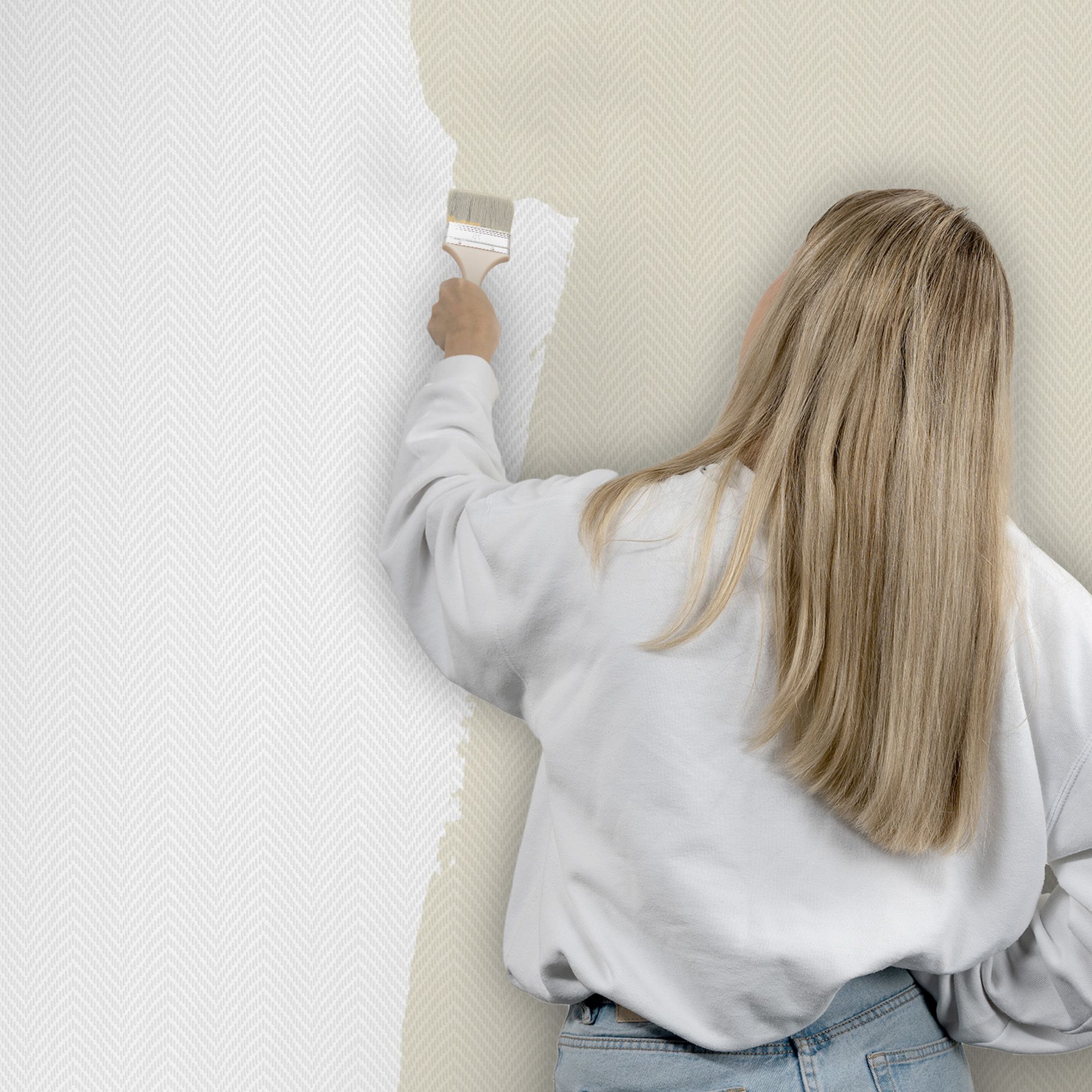 Superfresco White Herringbone Patterned Blown Wallpaper