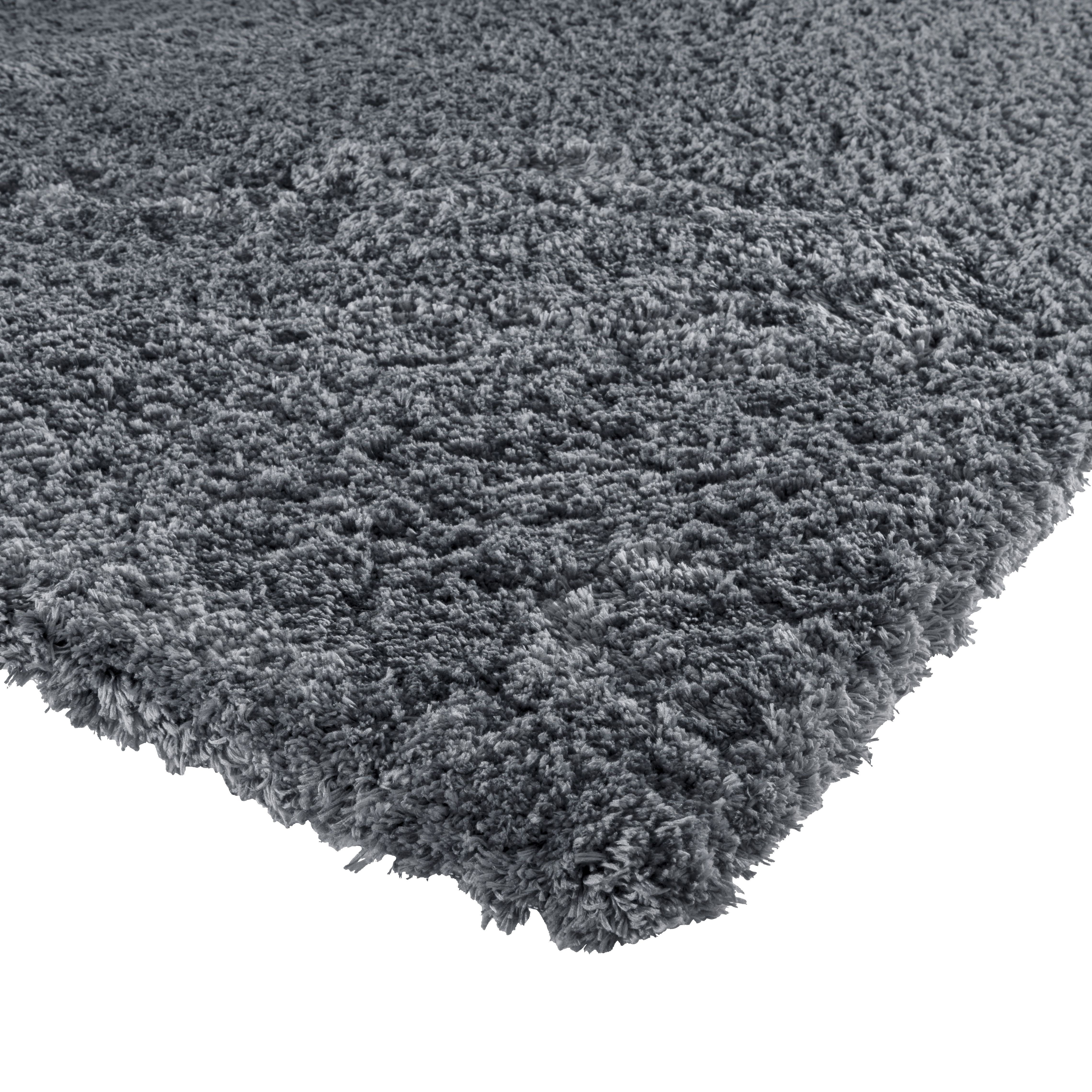 Supersoft Charcoal Plain Medium Rug, (L)170cm x (W)120cm