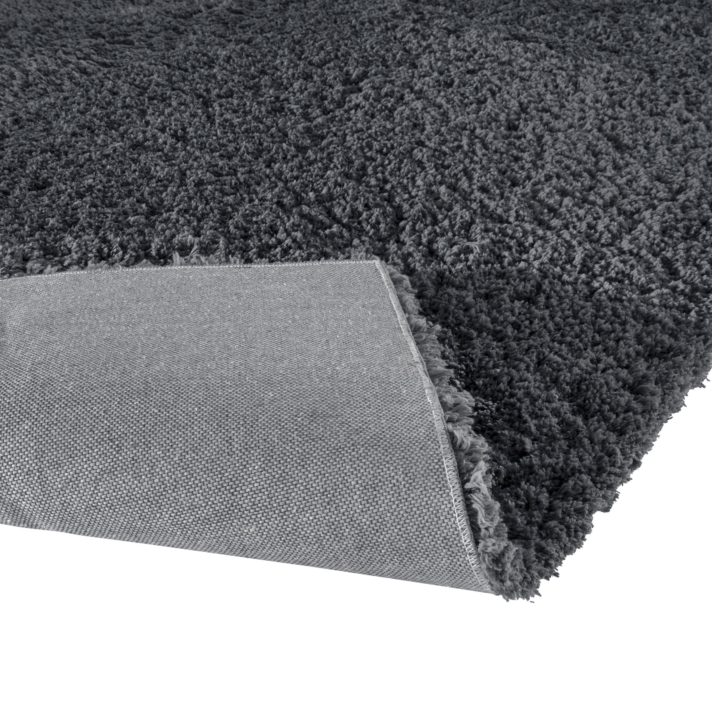 Supersoft Charcoal Plain Medium Rug, (L)170cm x (W)120cm