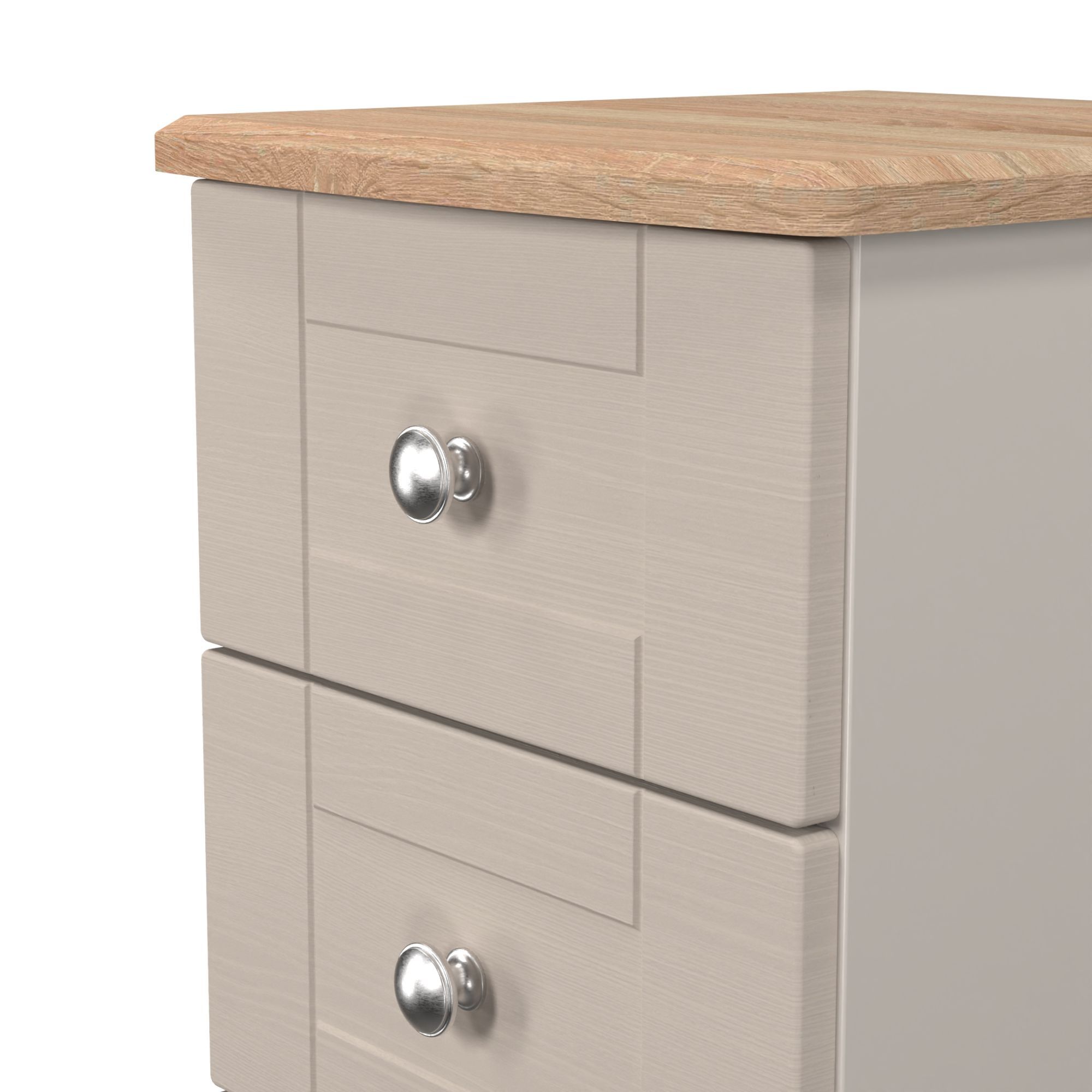 Sussex Ready assembled Beige & oak 3 Drawer Bedside chest (H)692mm (W)395mm (D)411mm