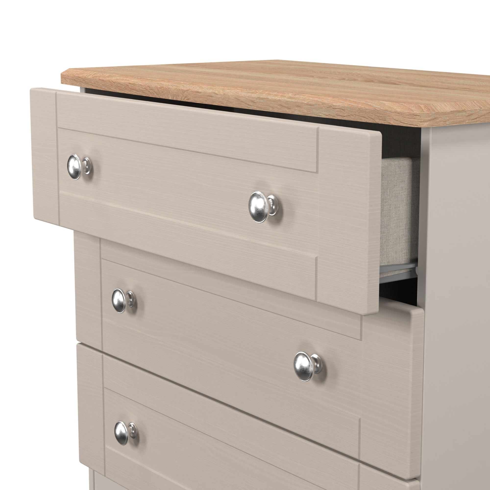Sussex Ready assembled Beige & oak 3 Drawer Chest (H)692mm (W)765mm (D)415mm