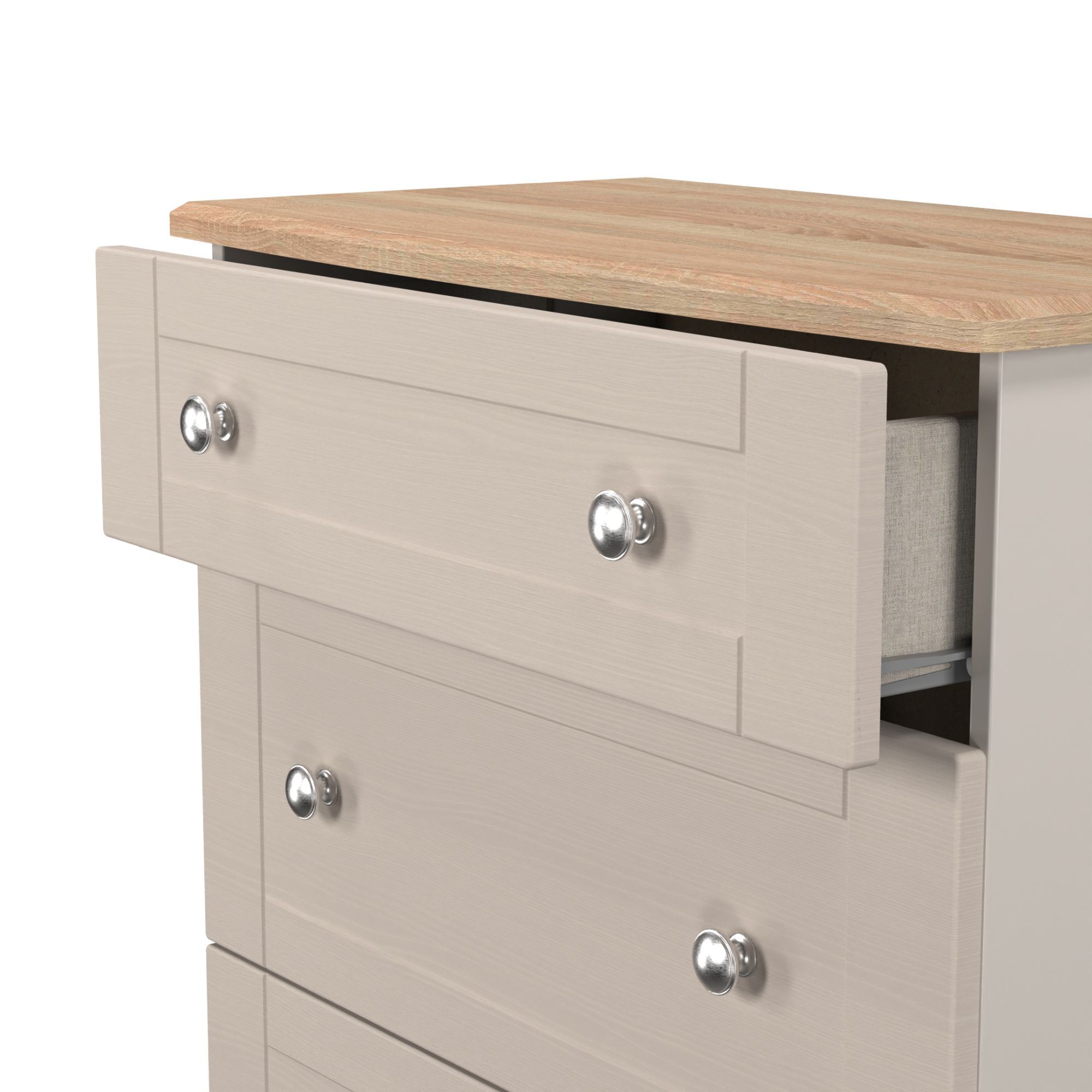 Sussex Ready assembled Beige & oak 3 Drawer Chest (H)882mm (W)765mm (D)415mm
