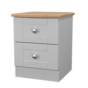 Sussex Ready assembled Grey & oak 2 Drawer Bedside chest (H)502mm (W)395mm (D)411mm