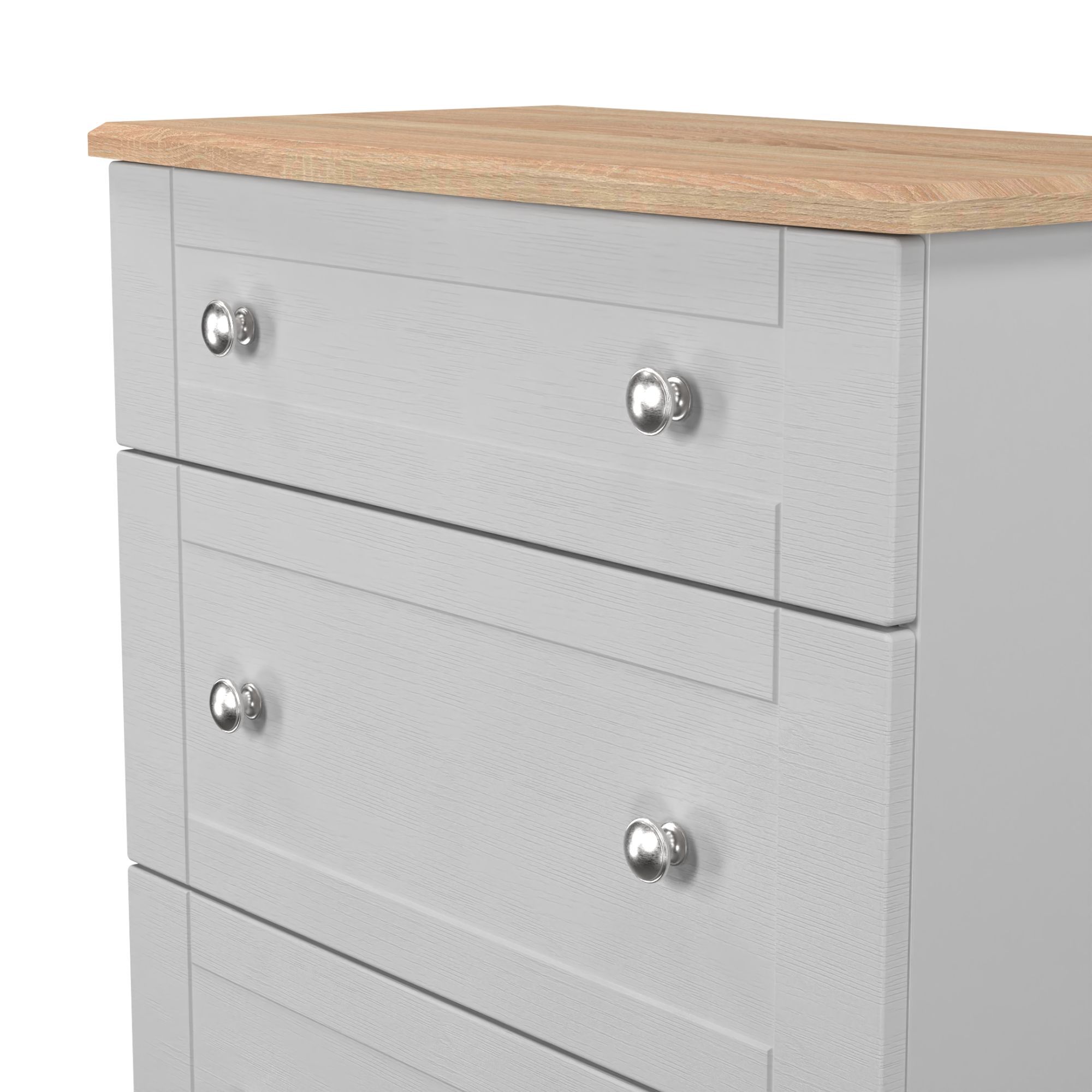 Sussex Ready assembled Grey & oak 3 Drawer Chest (H)882mm (W)765mm (D)415mm
