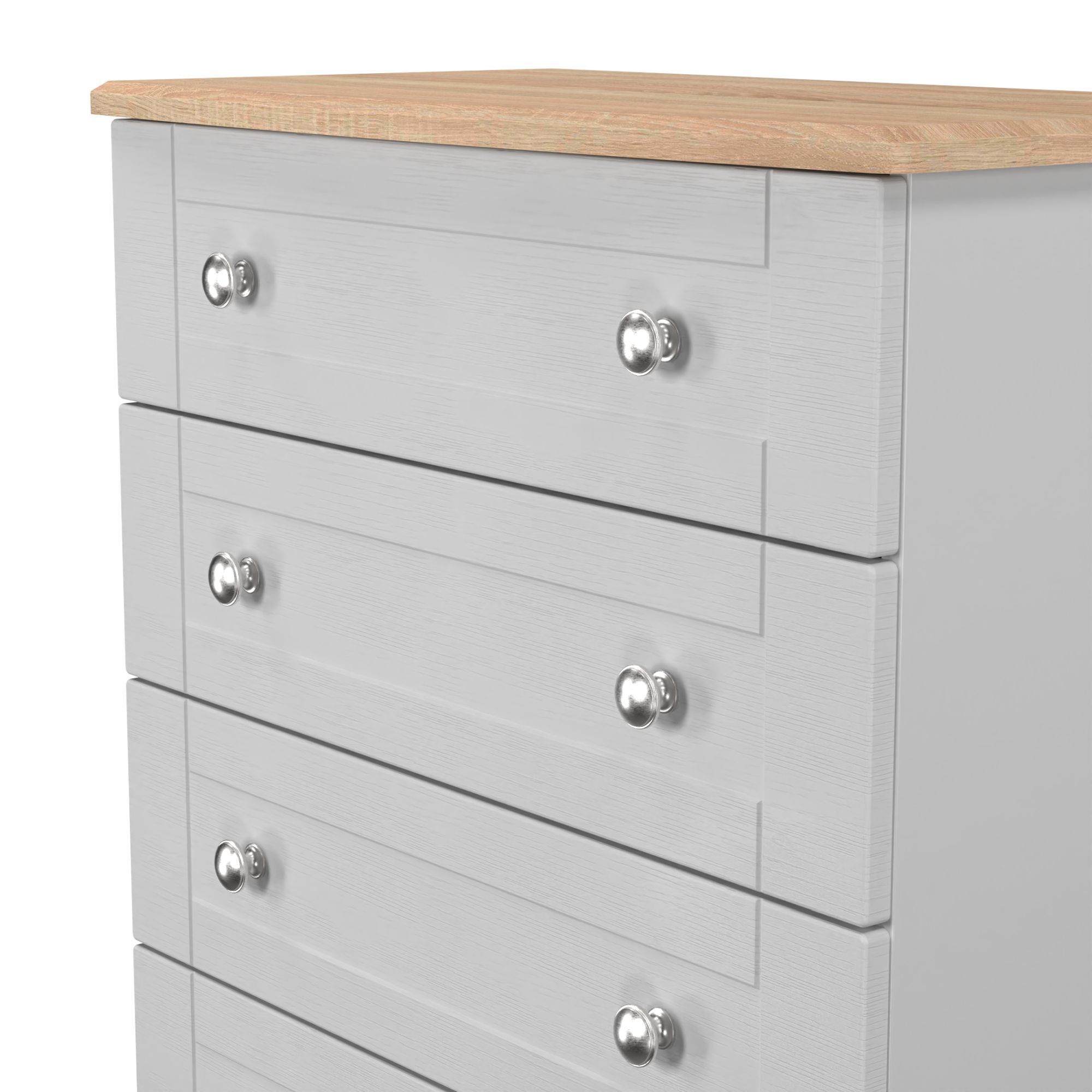 Sussex Ready assembled Grey & oak 5 Drawer Chest (H)1074mm (W)765mm (D)415mm