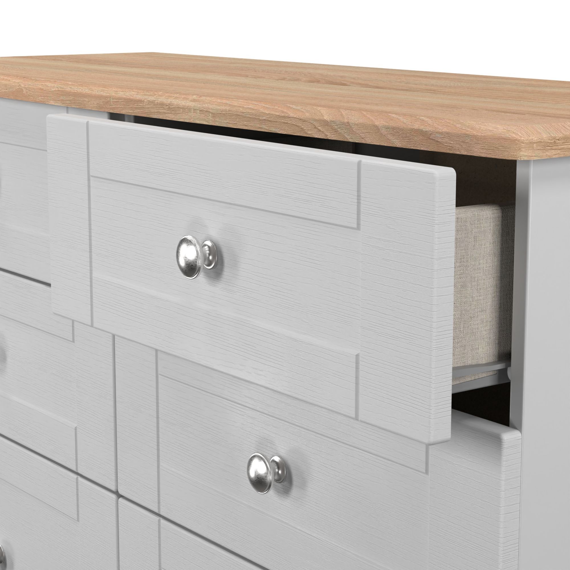Sussex Ready assembled Grey & oak 6 Drawer Chest (H)792mm (W)1117mm (D)414mm